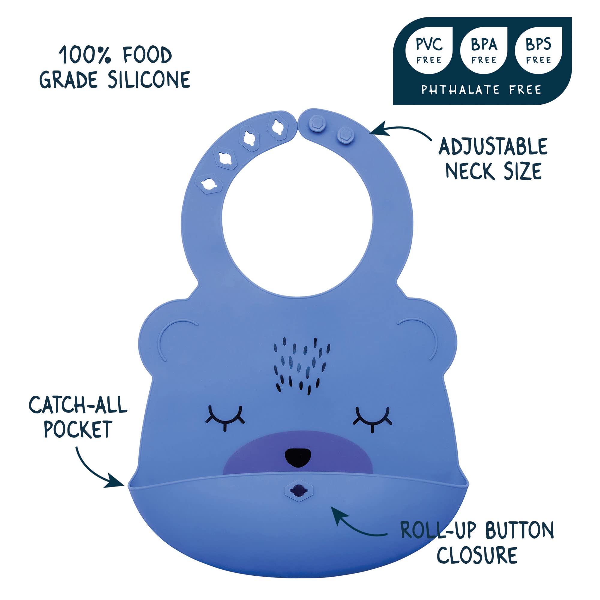 Tiny Twinkle Roll-Up Silicone Baby Bib - Soft, Durable & Waterproof Feeding Bib with Food Catcher Pocket for Easy Cleanup | Perfect for Infants & Toddlers at Mealtime
