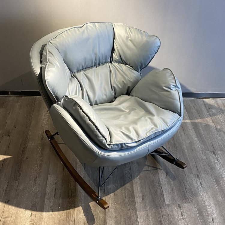 Modern Indoor Rocking Chair with Black Upholstery - Non-Scratch Recessed Arm Design - Perfect for Living Room, Nursery & Relaxation