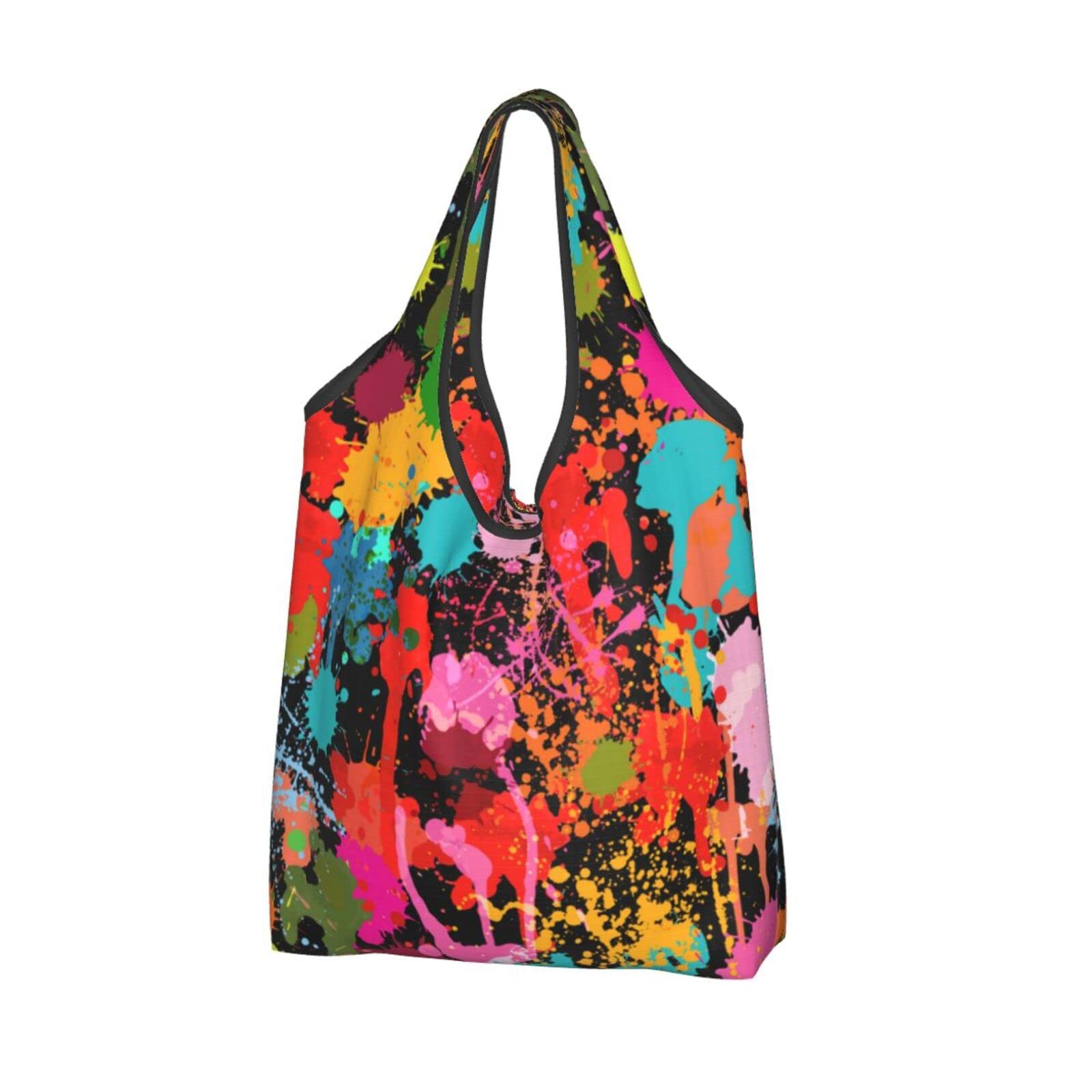 Eco-Friendly Multicolor Paint Splash Reusable Shopping Bags - Waterproof Large Grocery Tote with Foldable Design | Perfect for Grocery Shopping, Beach Trips & Farmers Markets