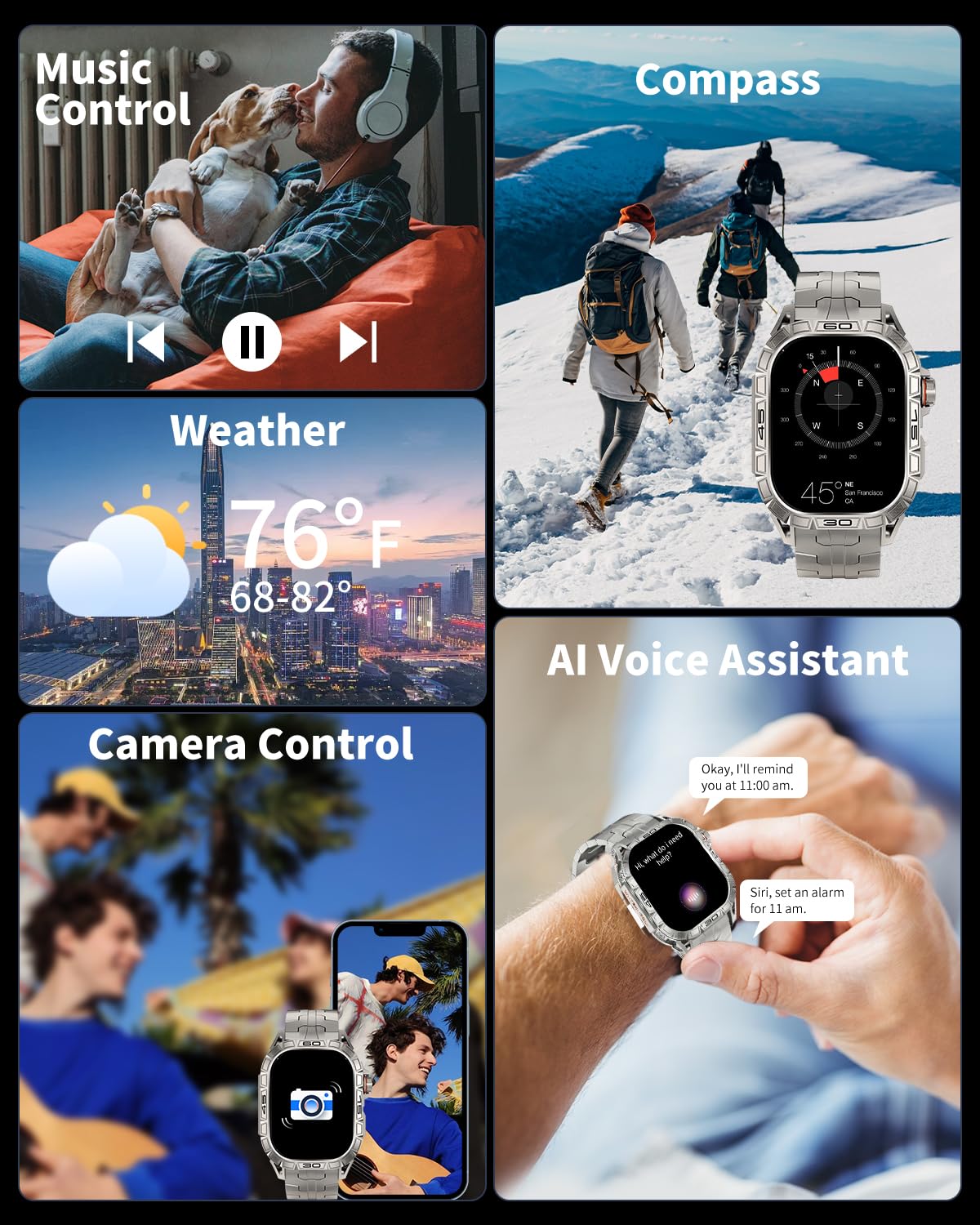 Military Smart Watch for Men - 1.96