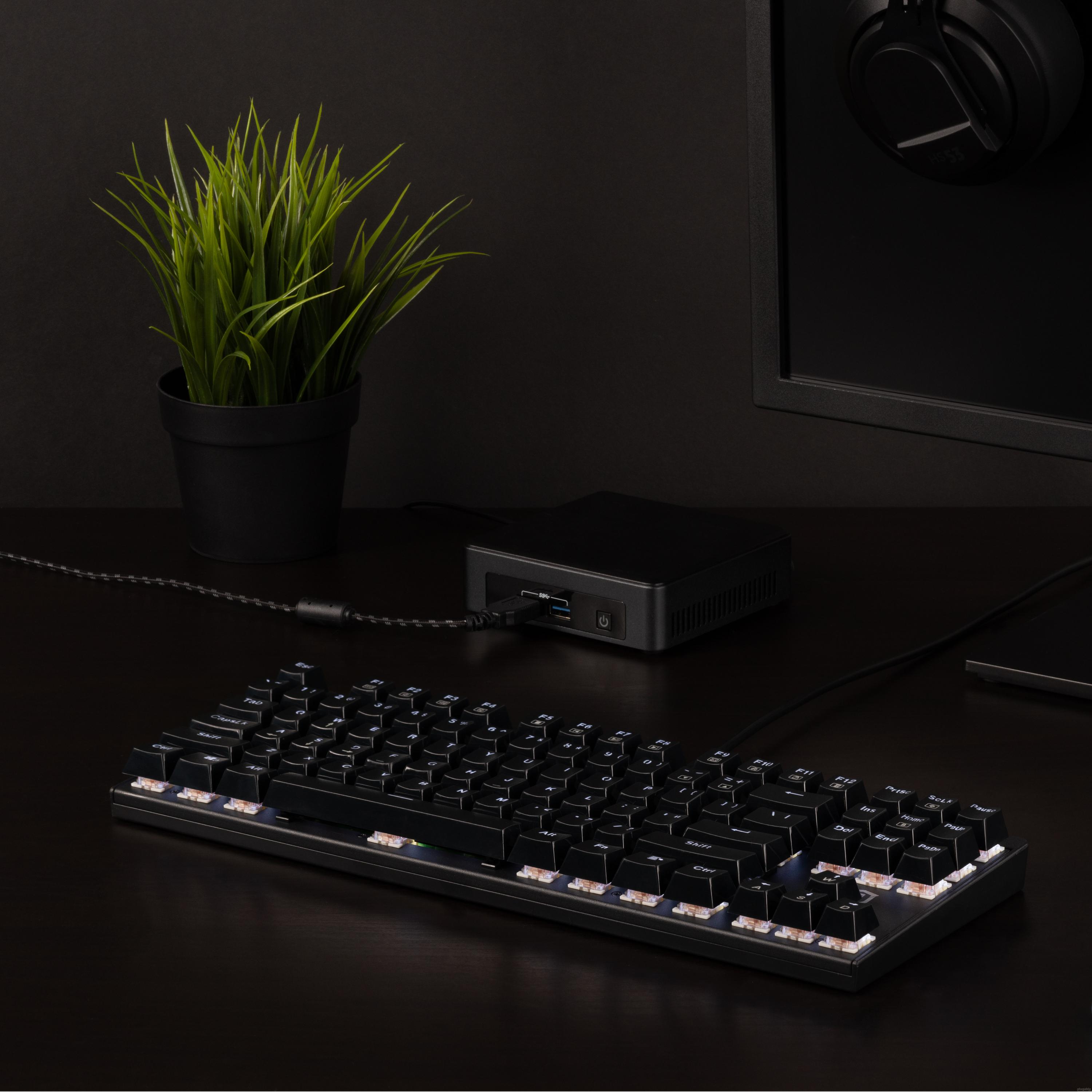 Plugable Compact 87 Key Mechanical Keyboard with Red Switches - Wired USB Gaming Keyboard for PC, Mac, Typing & Office Work