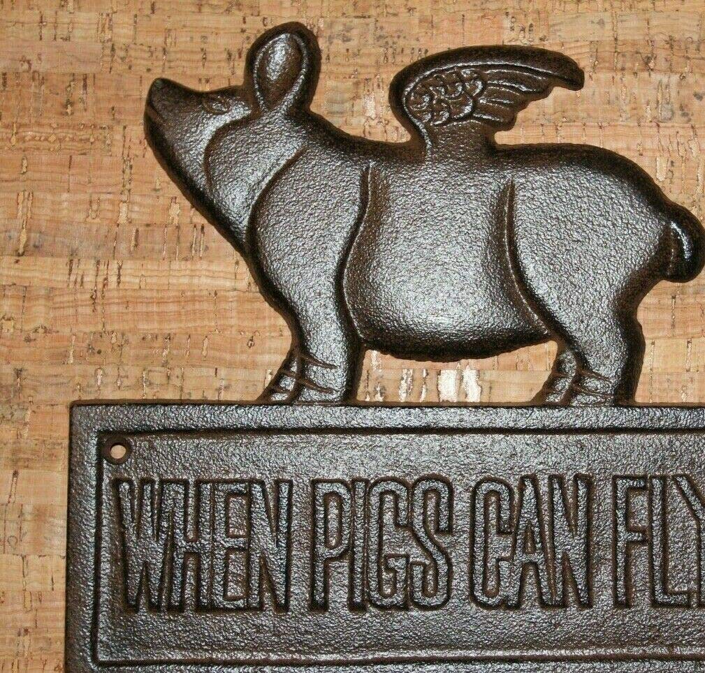 Rustic Barnyard Pig Wall Hooks & Flying Pig Wall Plaque Set - Farmhouse Decor Bundle of 3 for Kitchen, Entryway or Bathroom Organization