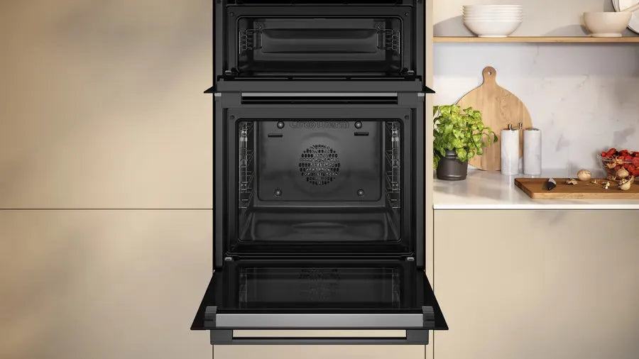 Neff N50 Built-In Pyrolytic Double Oven - Self-Cleaning, 71L Capacity, 14 Cooking Functions - Perfect for Large Families & Holiday Cooking (Model: U2ACH7AG7A)