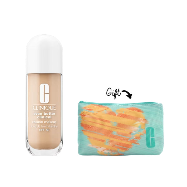 Even Better Clinical Vitamin C Makeup Foundation SPF 50 - Brightening & Hydrating Liquid Foundation with Free Travel Pouch | Perfect for Daily Wear & Special Occasions