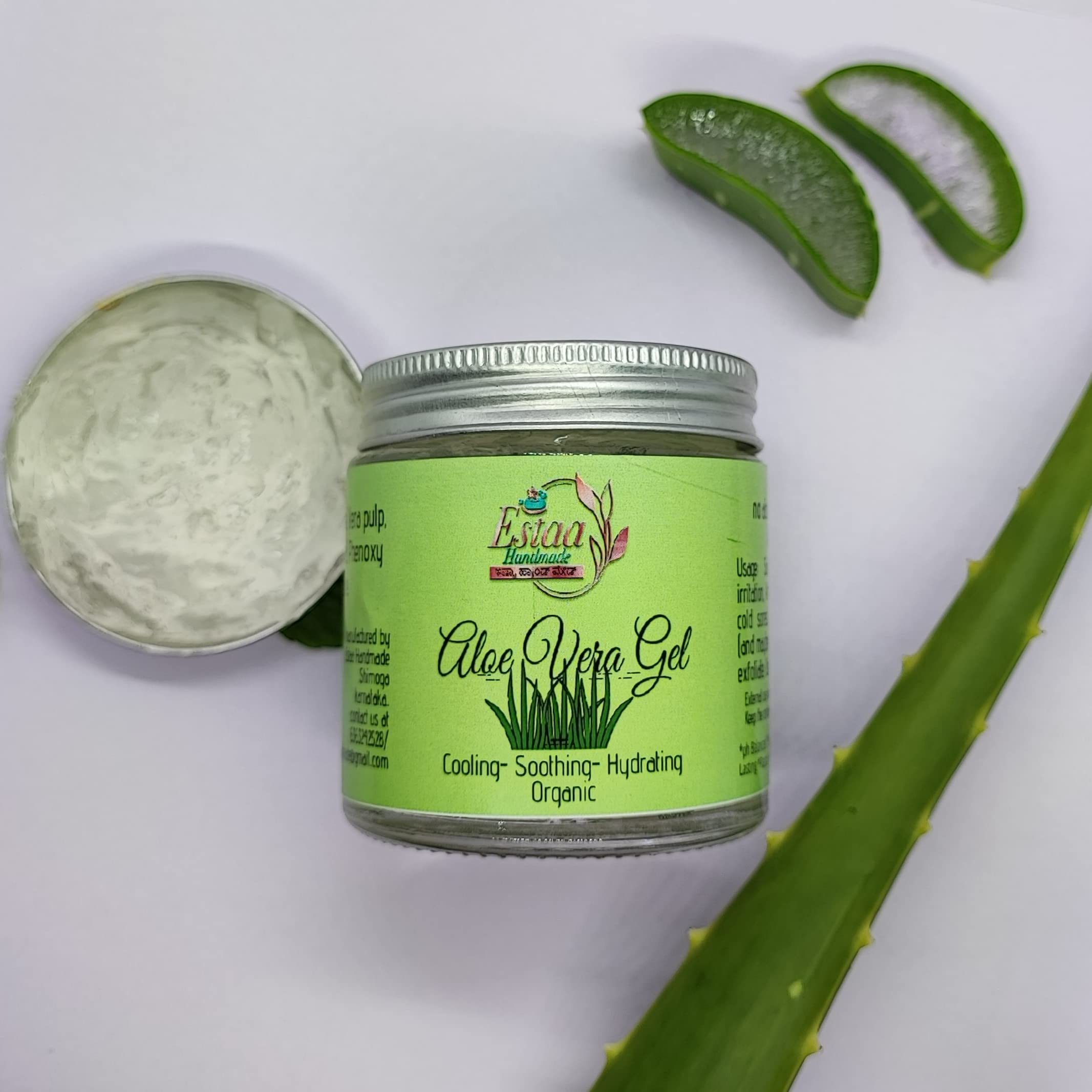 Organic Aloe Vera Gel for Skin & Hair - 100g Pure Natural Soothing Moisturizer - Sunburn Relief, After Sun Care, Face & Body Hydration