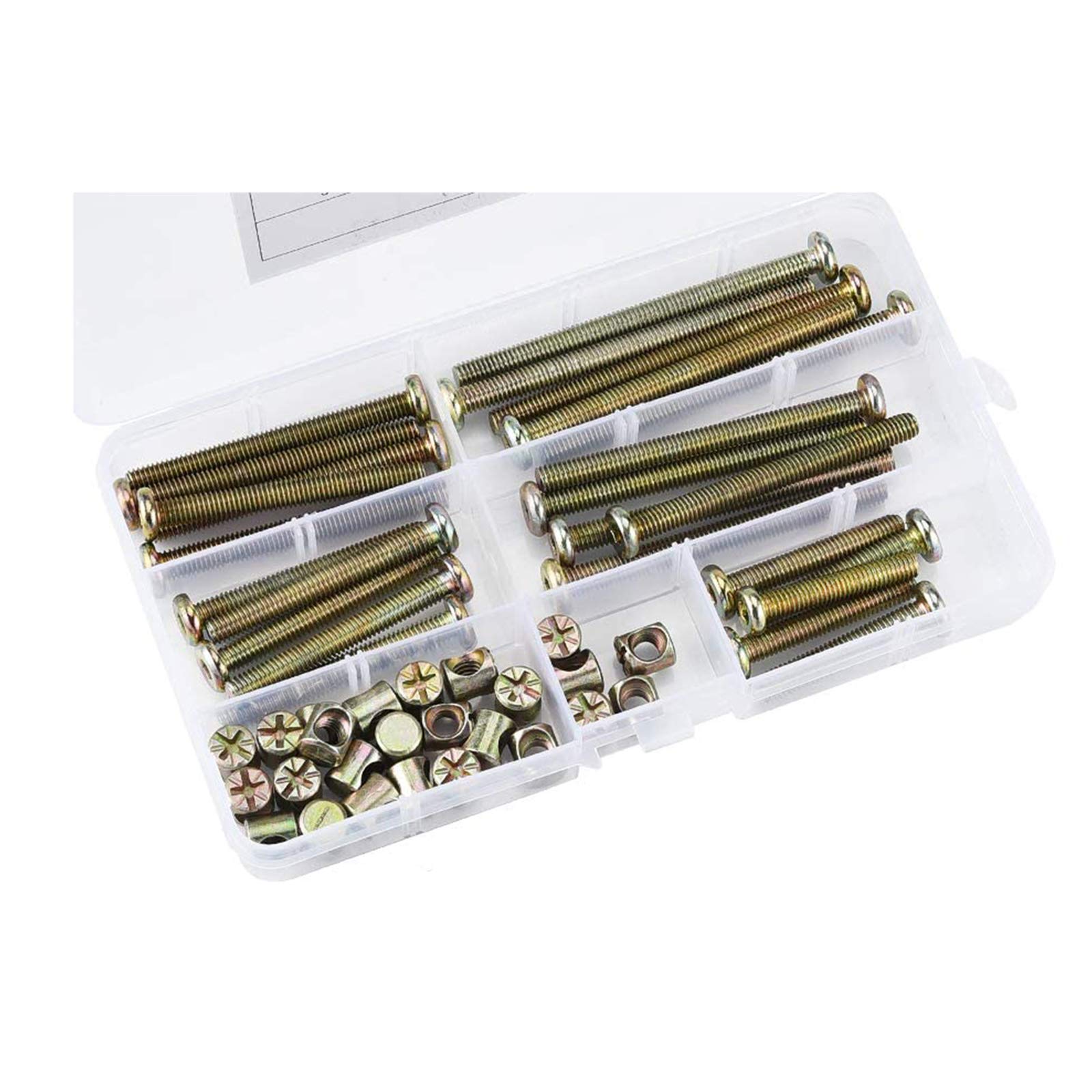 50PCS Barrel Nuts with Hex Bolts, M6 Barrel Nut Screws for Furniture Assembly, Cribs, Beds & Chairs - Heavy Duty Hardware for DIY Projects & Home Improvement