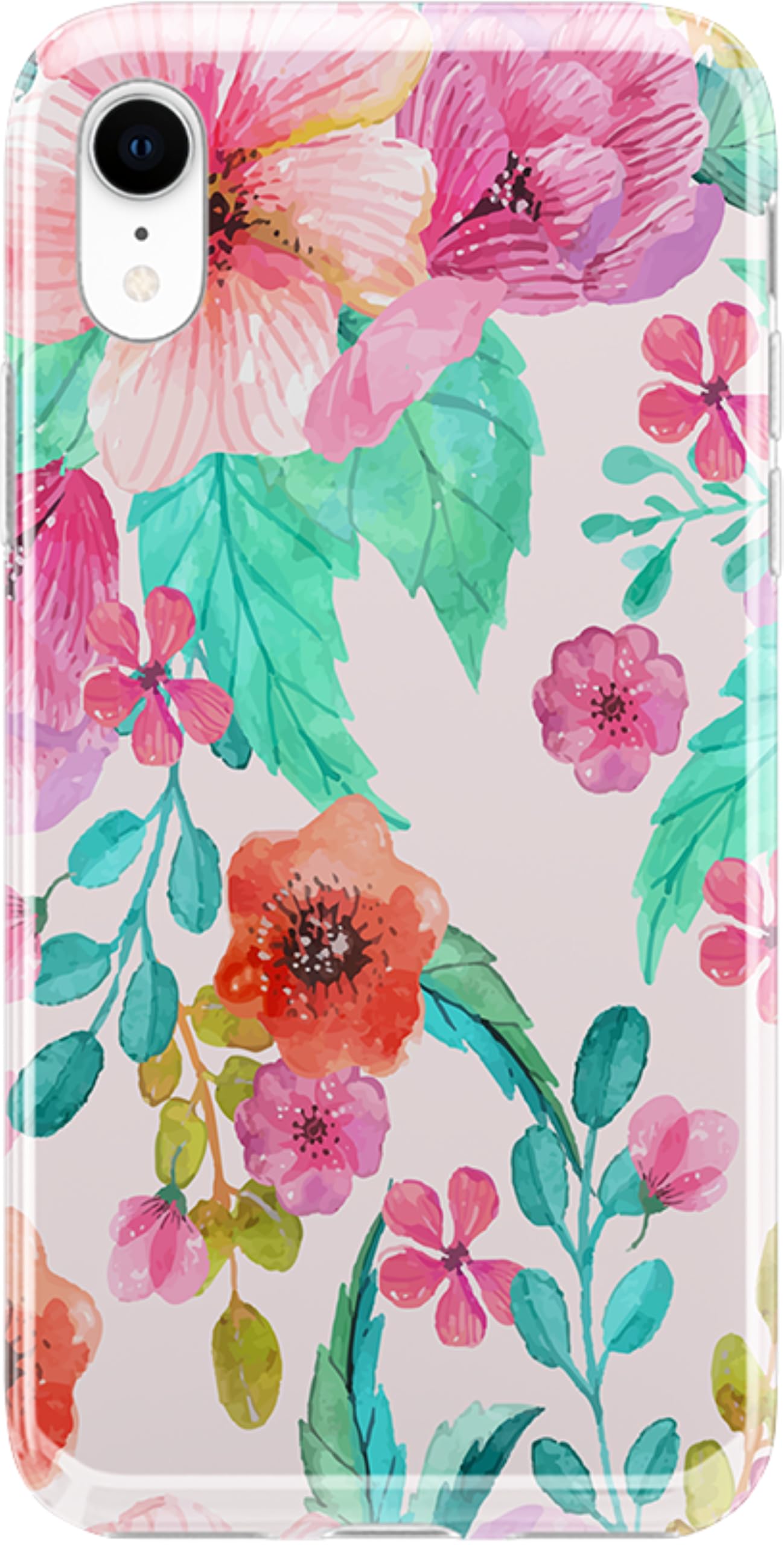 Casely iPhone XR Case - Light Pink Floral Hard Shell Protective Cover | Slim Durable Phone Case for Women & Girls | Perfect for Everyday Use, Work, School & Travel