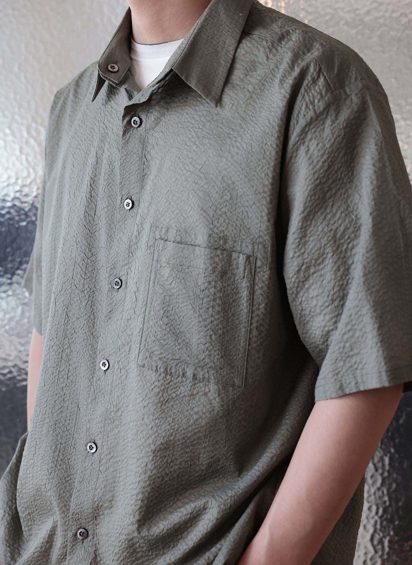 Breathable Cotton Seersucker Short Sleeve Shirt for Men - Casual Summer Wear, Beach Outfits & Outdoor Activities