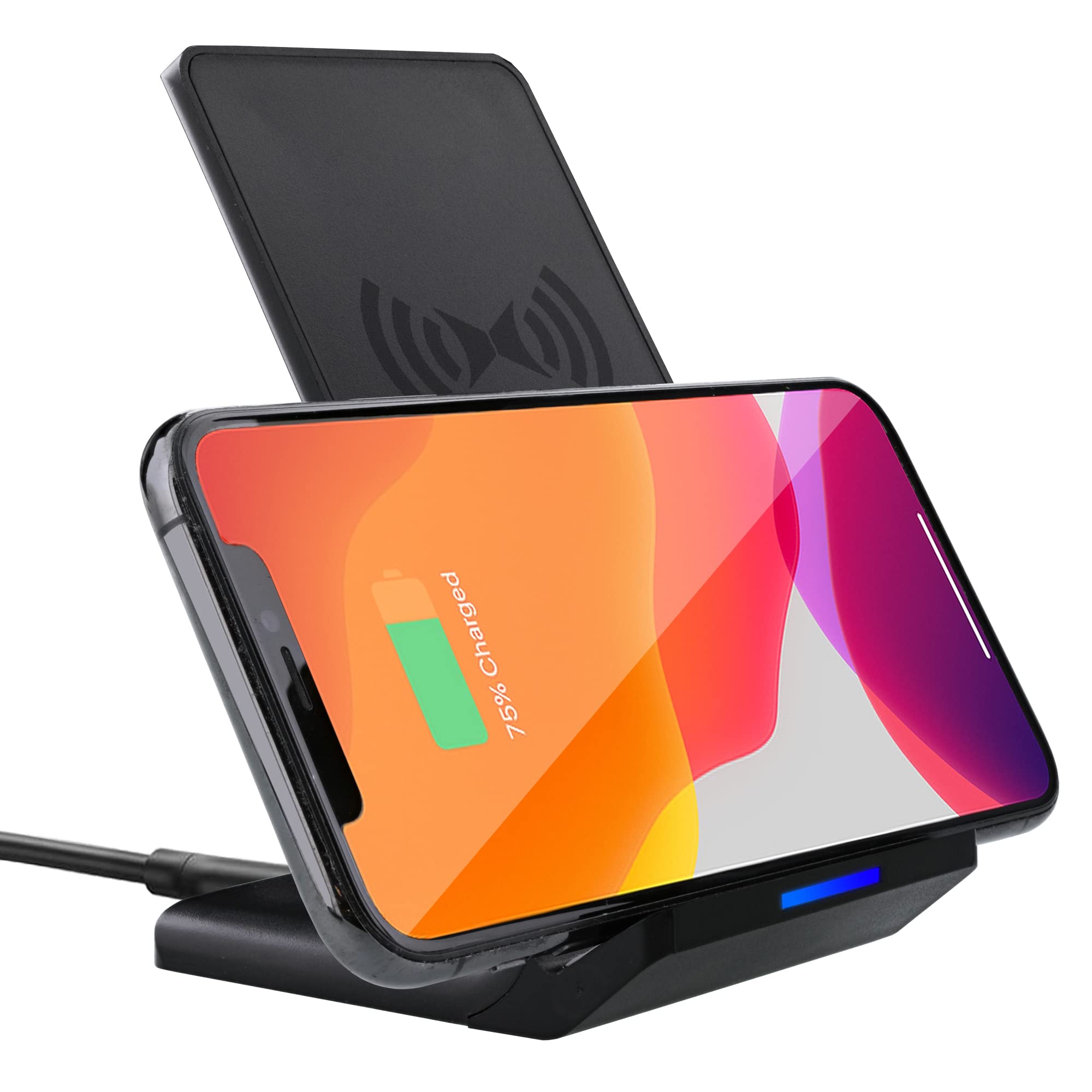 Xtreme 10W Fast Wireless Charging Stand for iPhone & Android - Adjustable Desktop Phone Charger with LED Indicator | Perfect for Office, Bedside & Travel Use