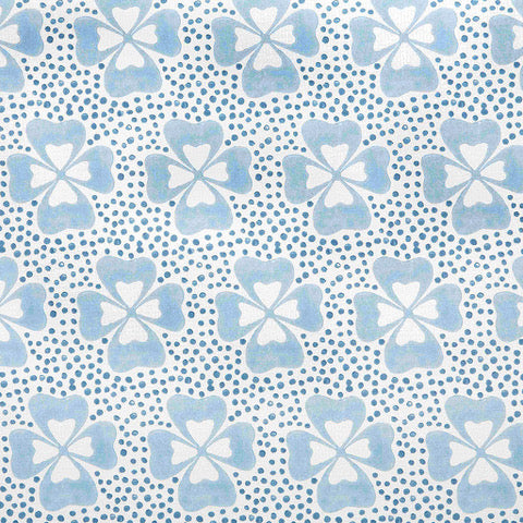 Clover Printed Fabric - Soft Linen Cotton Blend in Blue - Perfect for DIY Crafts, Home Decor & Upholstery Projects