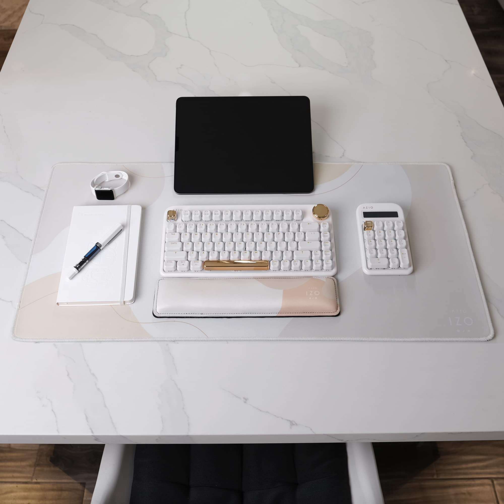 Azio IZO Mouse Pad - White Blossom Design (MP-IZO103) | Non-Slip Gaming & Office Mousepad for PC, Laptop, Mac | Perfect for Work, Gaming & Home Office Use