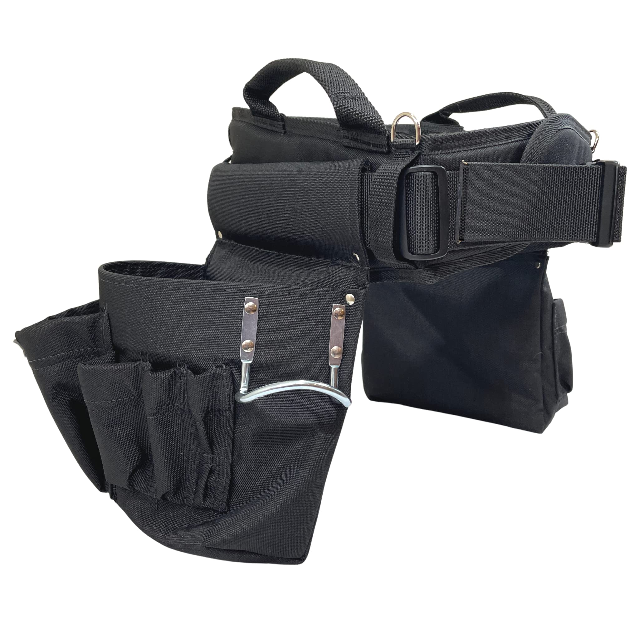 Professional Carpenter MAX Combo Tool Belt with Comfort Back Support & Quick Release Buckle - Heavy Duty Black Tool Bag (Medium 28-32 Inches) | Made in USA | Perfect for Construction, Woodworking & DIY Projects