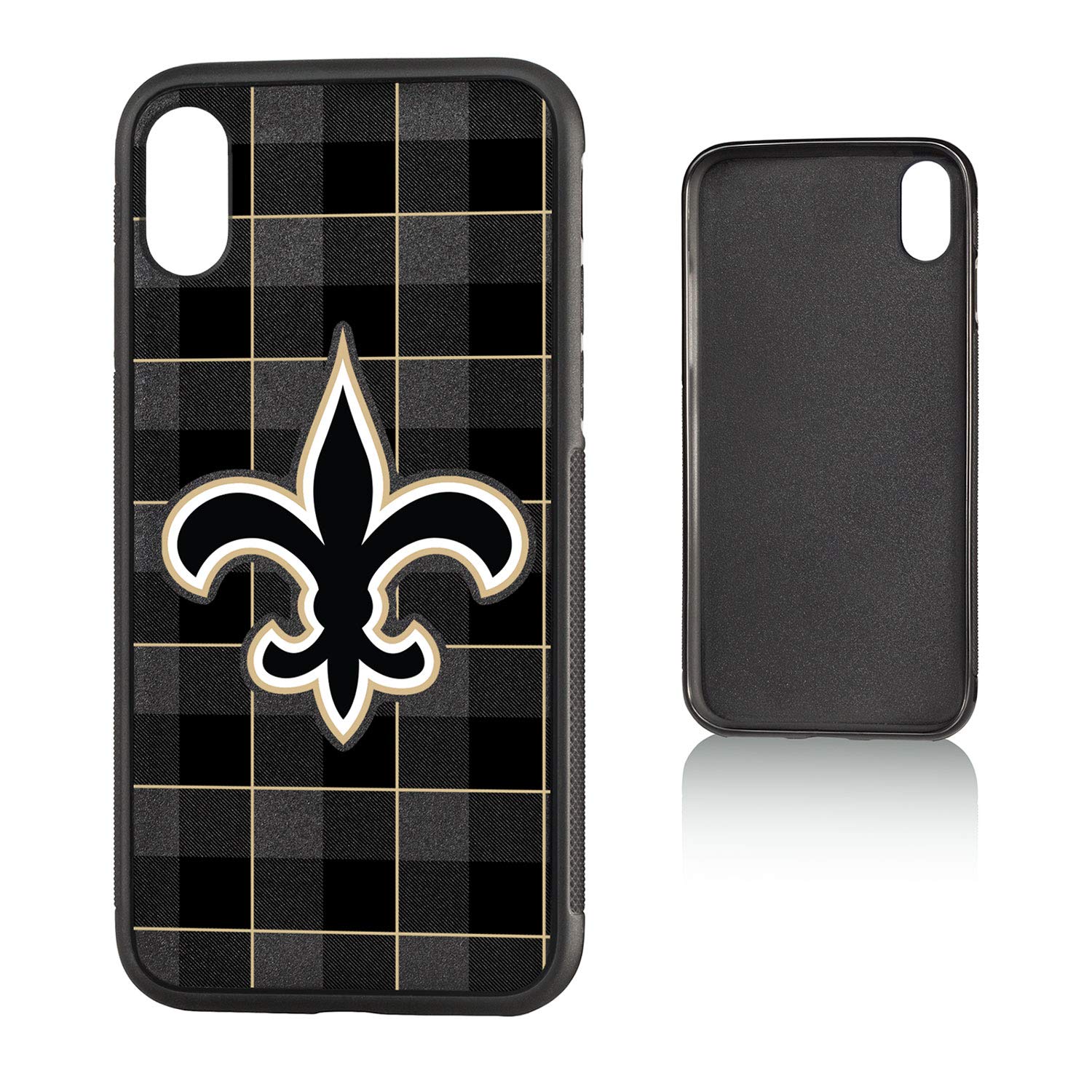 New Orleans Saints iPhone Plaid Design Bumper Case - Durable Protection for iPhone 14/13/12/11/X - Perfect for Football Games, Tailgating & Saints Fan Gifts