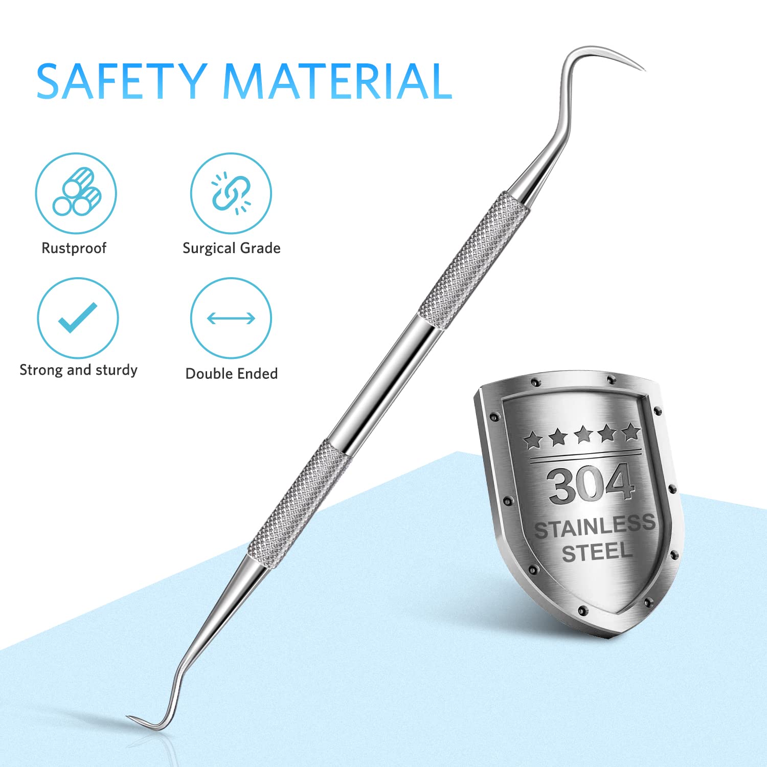 Sopito Stainless Steel Dental Scraper & Plaque Remover Tool - Professional Teeth Cleaning Kit for Dentists & Home Use - Perfect for Tartar Removal, Oral Hygiene & Dental Care