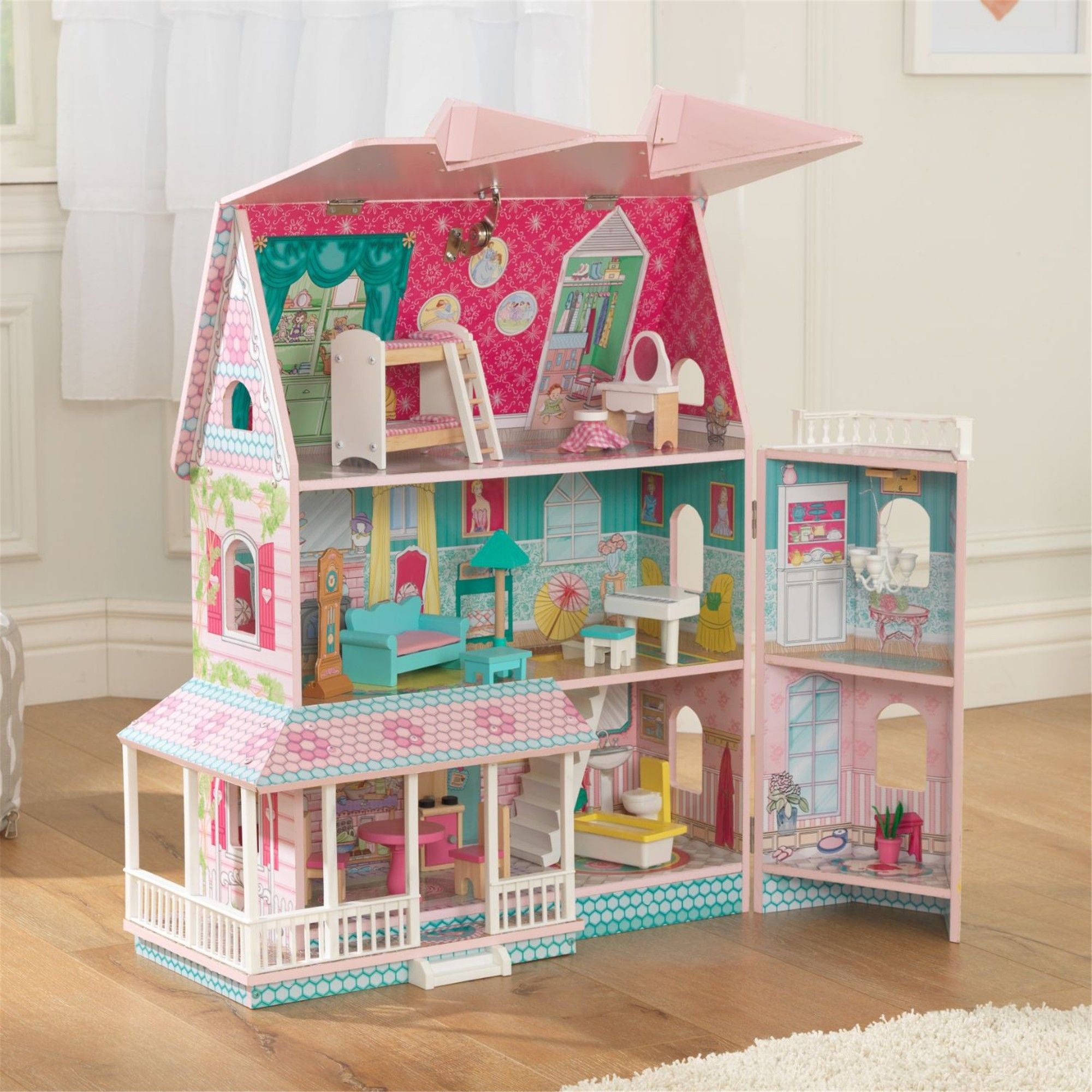KidKraft Abbey Manor Wooden Dollhouse with Furniture - Perfect for Imaginative Play & Pretend Games - Great Gift for Kids Ages 3+