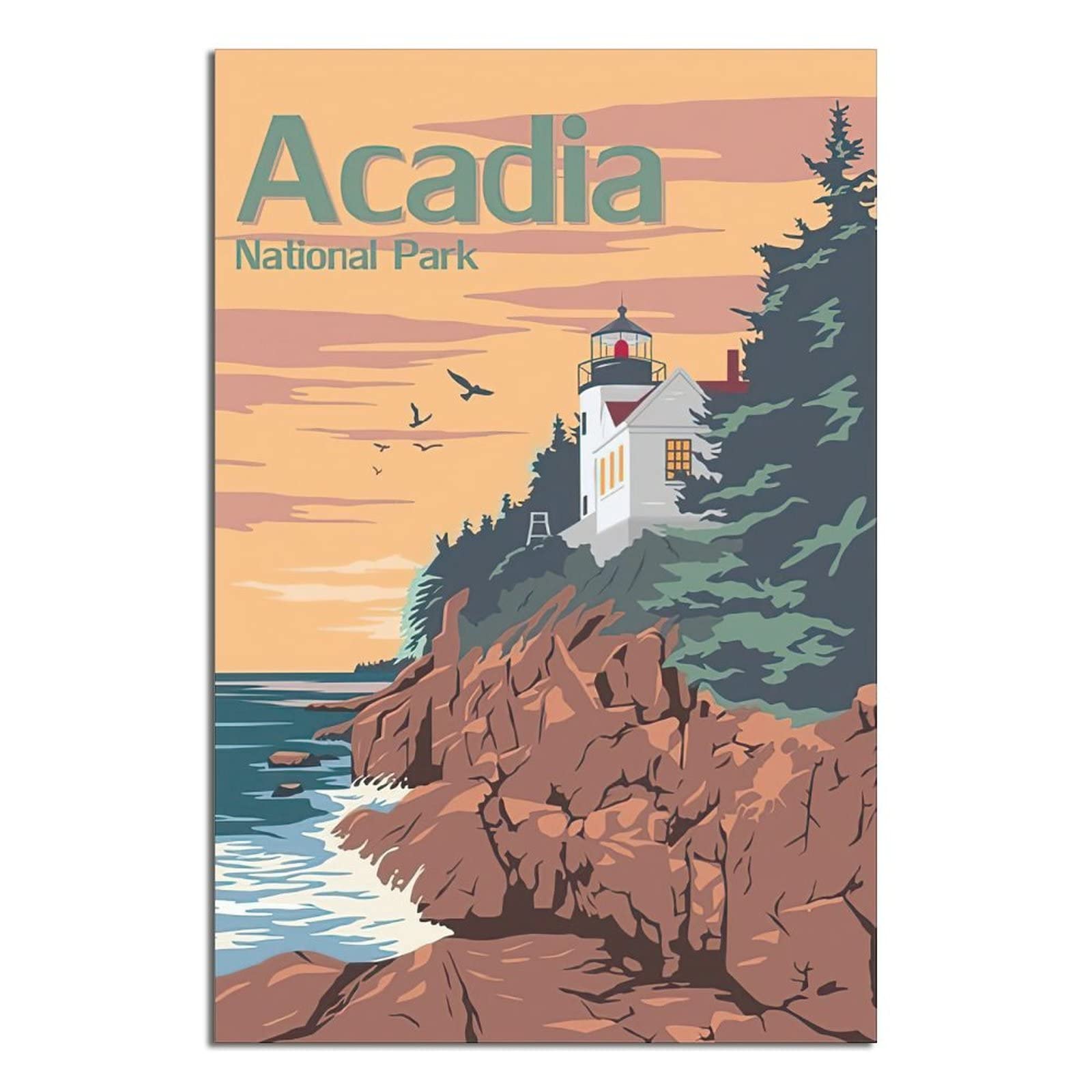 Acadia National Park Maine Island Wall Art - 16x24 Inch (40x60cm) Canvas Print Poster for Home & Office Decor - Perfect for Living Room, Bedroom & Office Wall Decoration