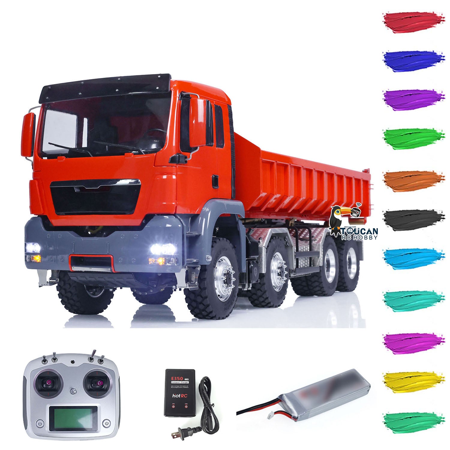 1/14 Scale LESU Hydraulic RC Dump Truck - 8x8 Metal Construction, Ready-to-Run (RTR) Remote Control Construction Vehicle for Kids & Adults - Perfect for Construction Site Play, Off-Road Adventures & RC Hobby Enthusiasts