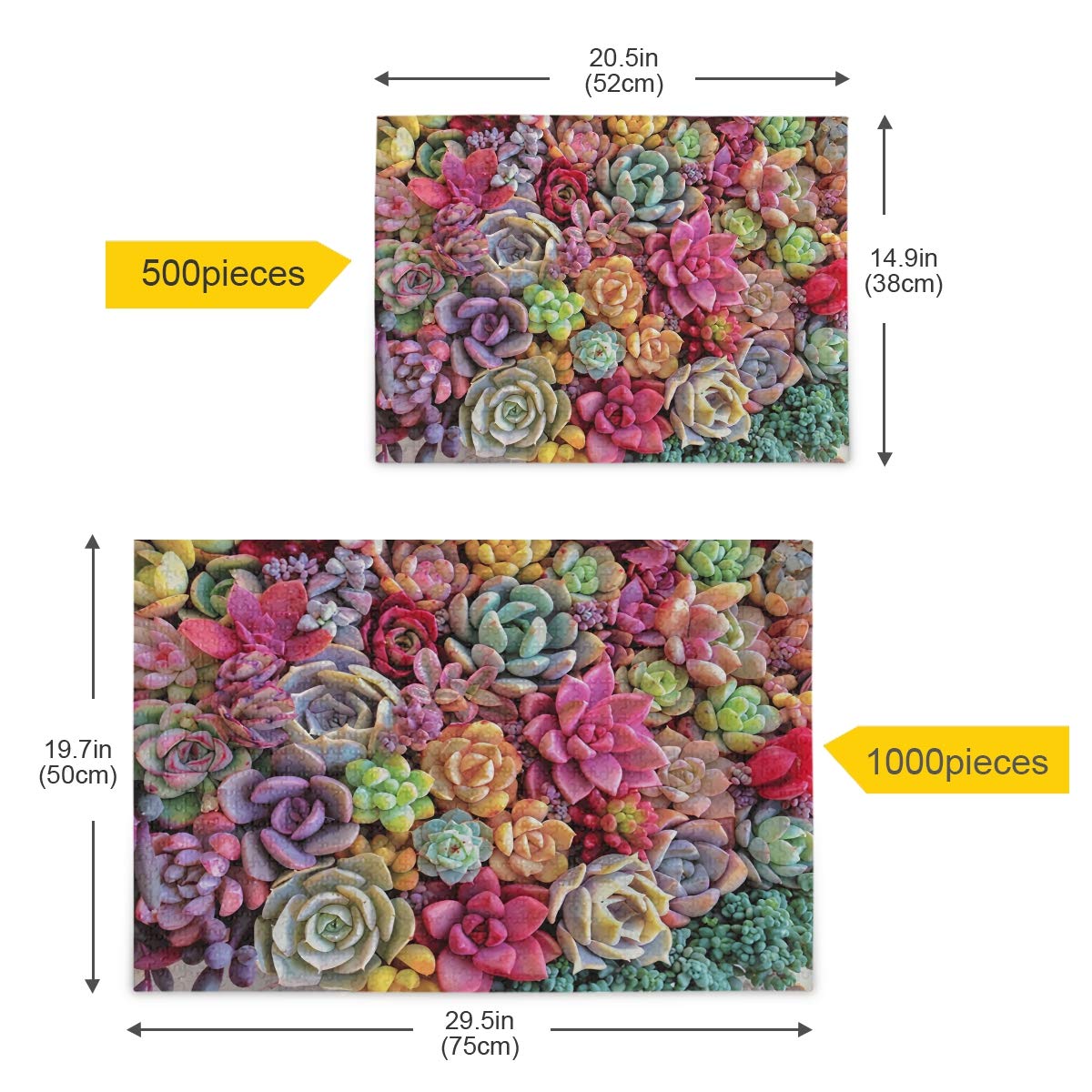 500-Piece Wooden Jigsaw Puzzle for Adults - Succulent Plants Design, Challenging Brain Teaser Game for Relaxation & Stress Relief - Perfect for Home Decor, Family Game Night & Gift Giving