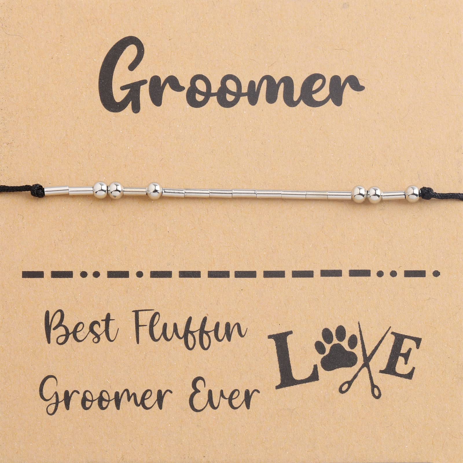 PENQI Morse Code Dog Groomer Bracelet - Best Fluffin' Groomer Jewelry Gift for Pet Stylists | Perfect for Dog Shows, Grooming Salons & Pet Lovers