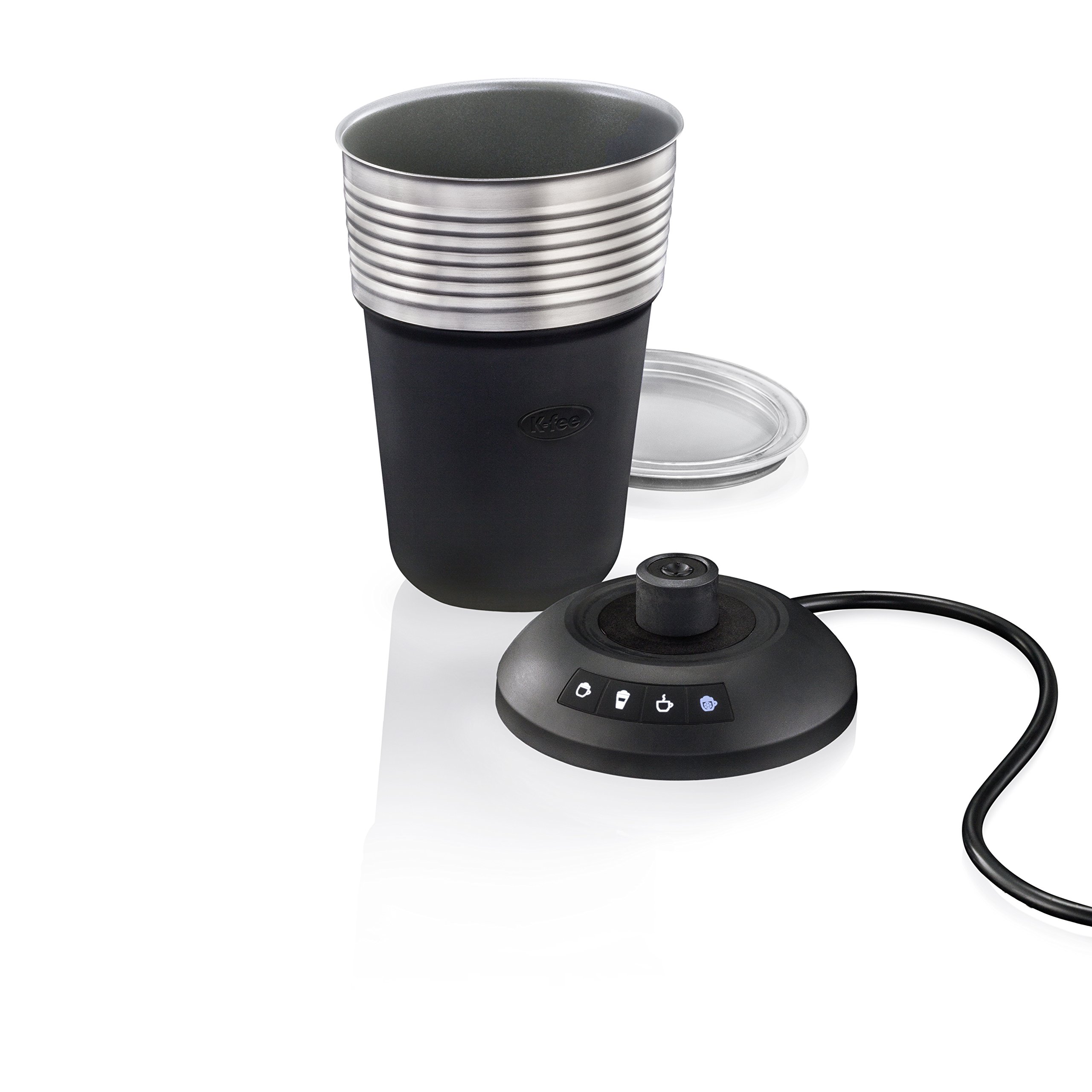 K-Fee® Lattaero Electric Milk Frother - Stainless Steel Whisk for Hot & Cold Frothy Milk - Easy Clean Handheld Foam Maker - Perfect for Cappuccino, Latte & Hot Chocolate at Home
