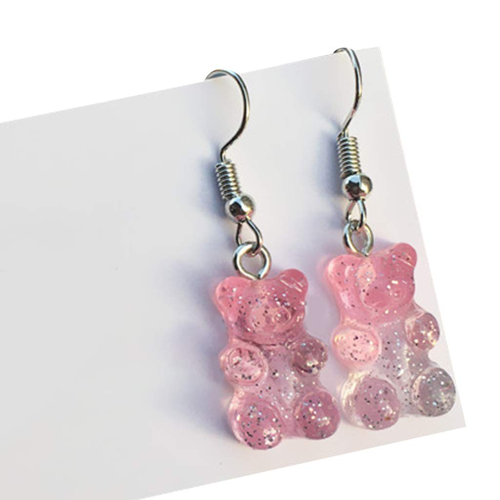 1 Pair Cute Colorful Cartoon Bear Resin Drop Earrings for Women - Sweet Dangle Earrings, Valentine's Day & Birthday Gift Idea - Perfect for Parties, Dating & Casual Wear