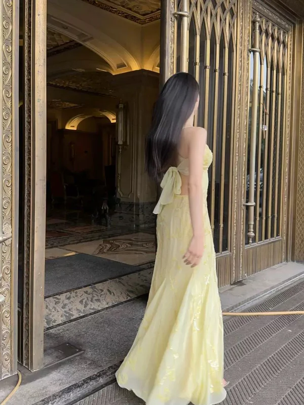 Elegant Mermaid Yellow Beaded Prom Dress J5975 - Perfect for Evening Gala, Homecoming, and Formal Events