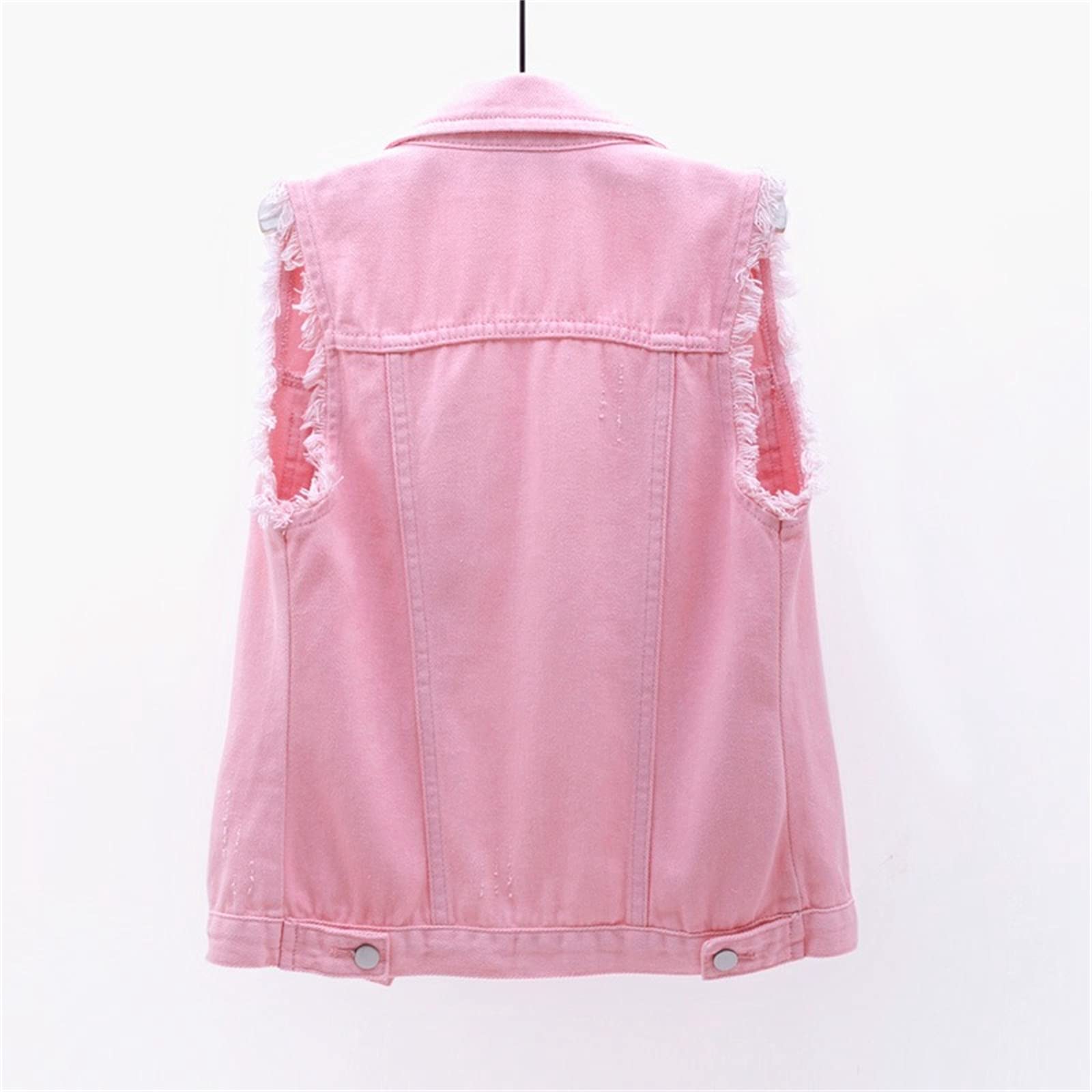 Women's Denim Vest Jacket - Sleeveless Washed Ripped Crop Jacket in Candy Colors | Casual Outfits, Streetwear, Spring & Summer Fashion