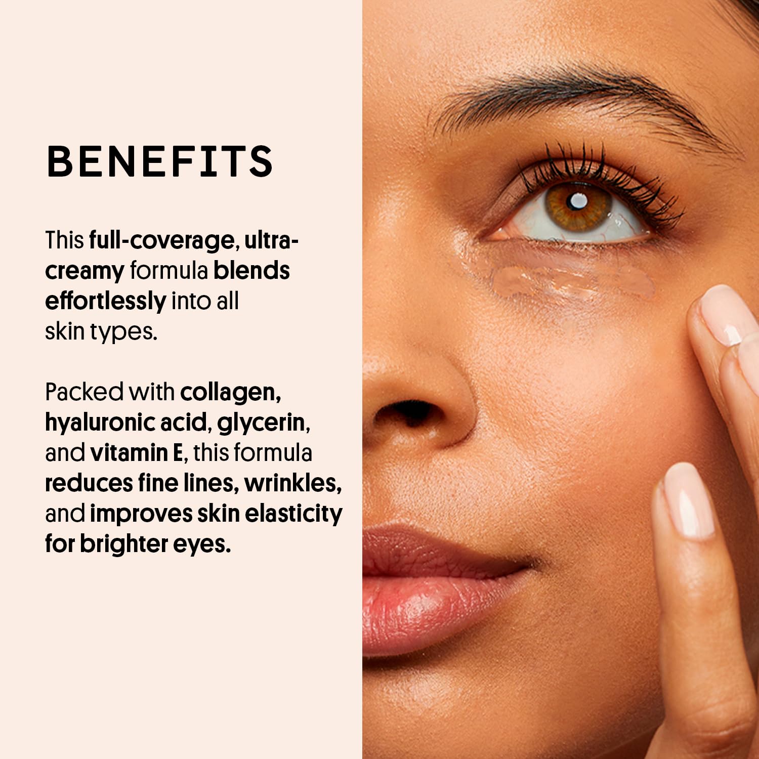 Winky Lux Peeper Perfect Under Eye Concealer - Full Coverage Dark Circle Corrector with Collagen, Hyaluronic Acid & Vitamin E | Brightening Makeup & Eye Primer for Very Fair Skin | Perfect for Daily Wear, Special Occasions & Photo Shoots