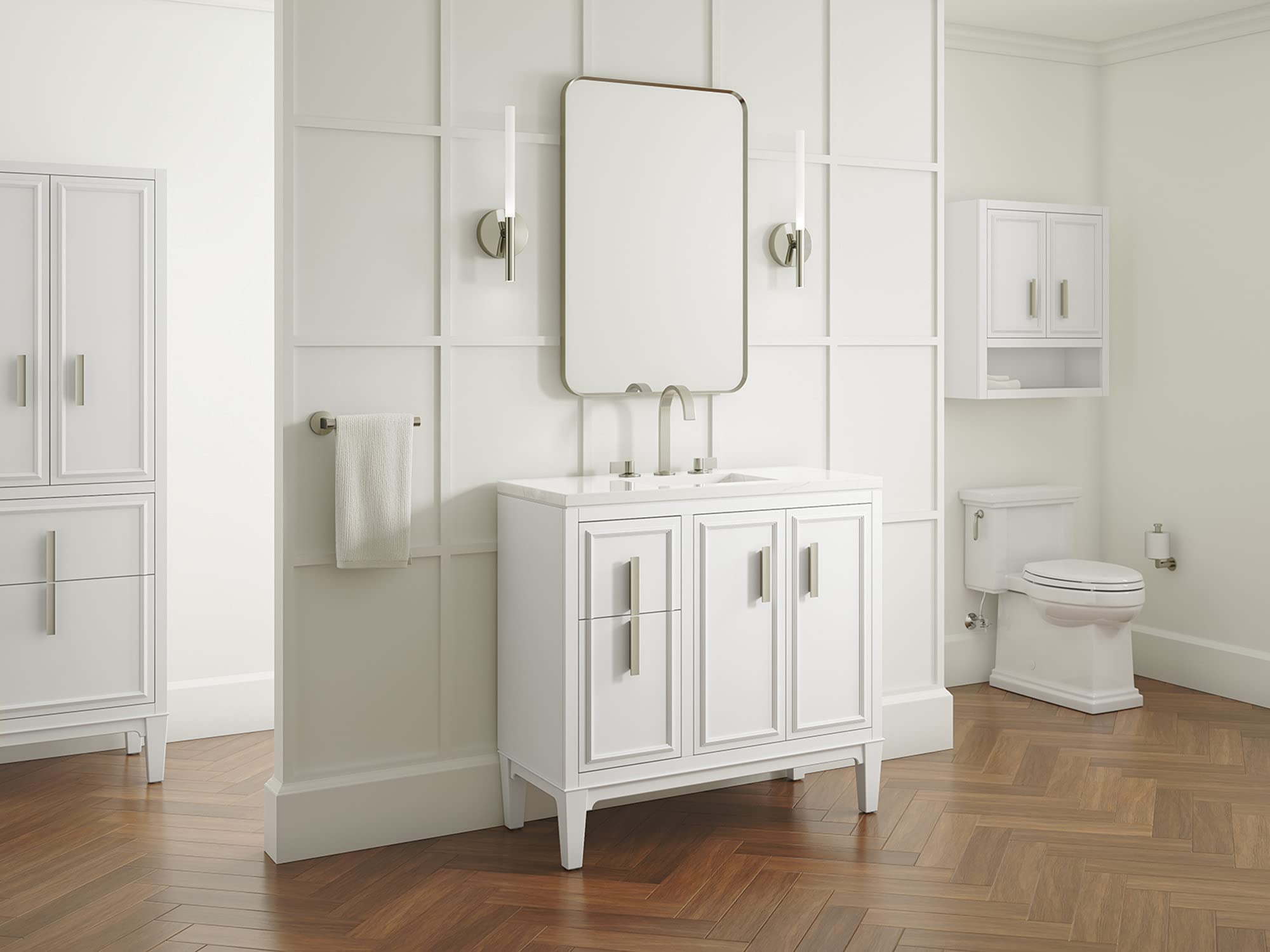 KOHLER Southerk 36-inch Bathroom Vanity Set with Sink & Mirror - Modern Double Sink Vanity for Master Bathroom or Guest Bath Remodel