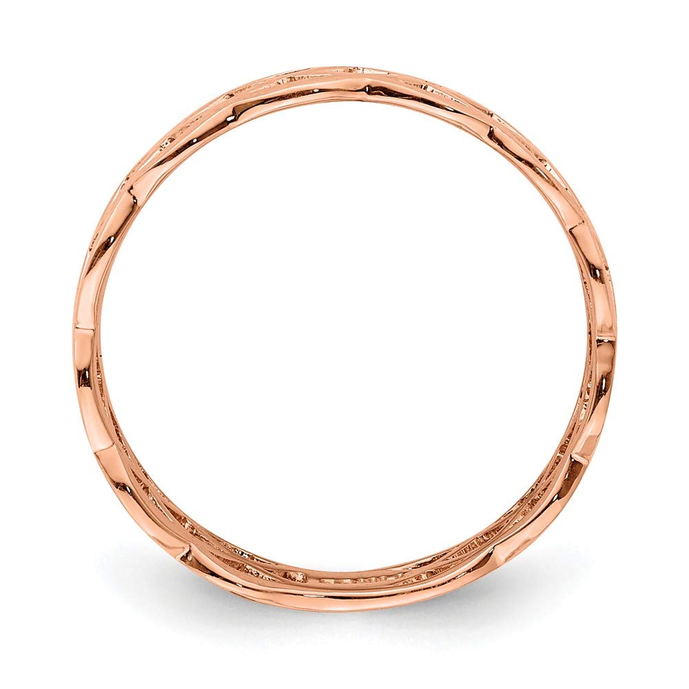14K Solid Rose Gold Weave Ring Band for Women - Elegant Stackable Wedding Band, Anniversary Gift, Everyday Jewelry for Special Occasions