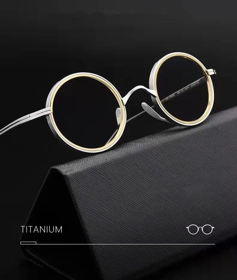 Stylish Aimee Unisex Full Rim Round Titanium Acetate Eyeglasses Frame 112122 - Lightweight & Durable for Work, Reading & Everyday Wear