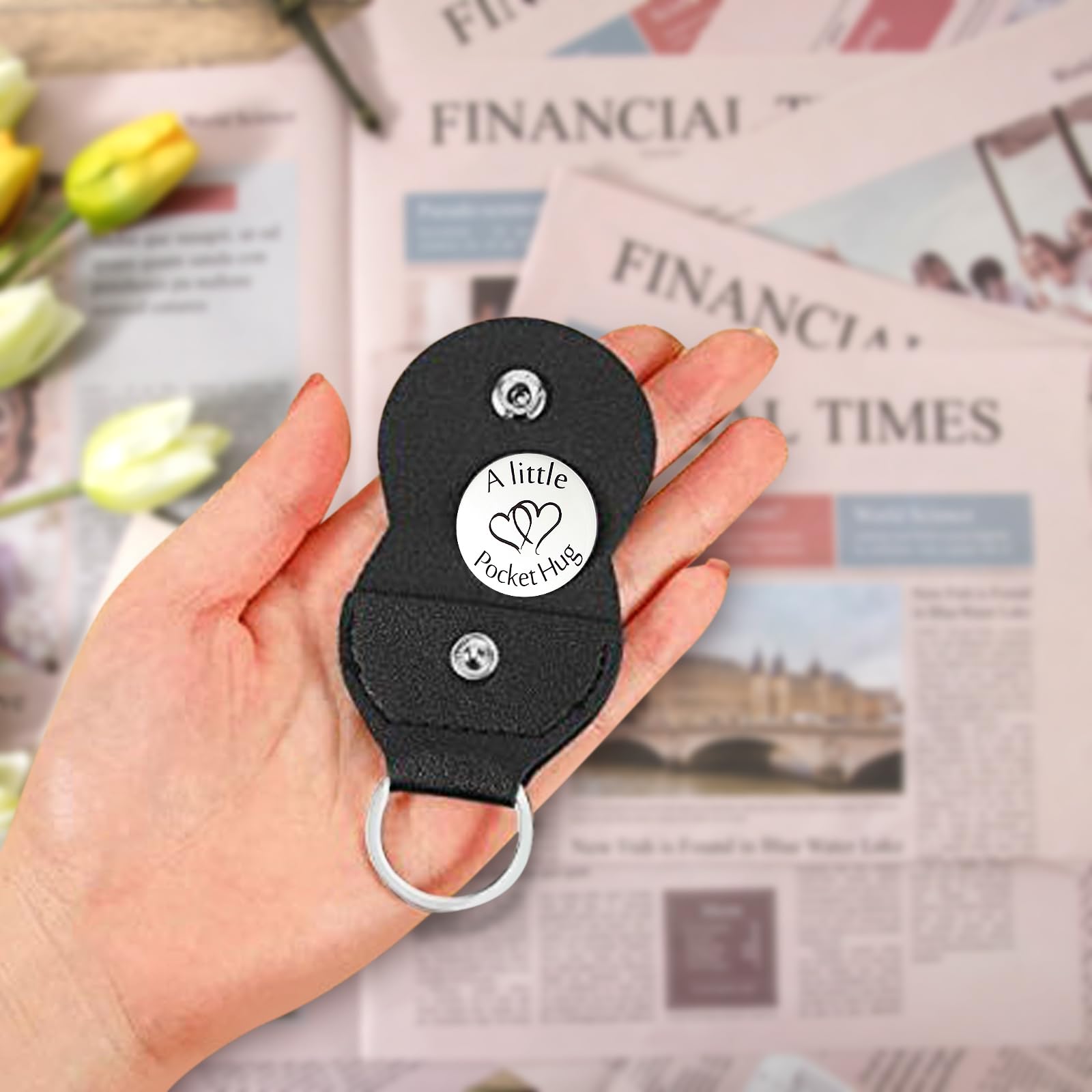 Yiflin Unique Pocket Hug Token Keychain - Thoughtful Gifts for Women, Men, Friends & Family - Birthday, Christmas, Valentine's Day Present - Perfect for Long Distance Relationships & Everyday Carry