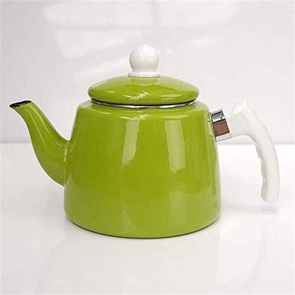 Enamel Tea Kettle Set - 2L Enameled Stovetop Kettle for Tea & Coffee, Induction Cooker Compatible, Thickened Restaurant-Grade (Macaron Green) - Perfect for Home, Cafe & Commercial Kitchen Use