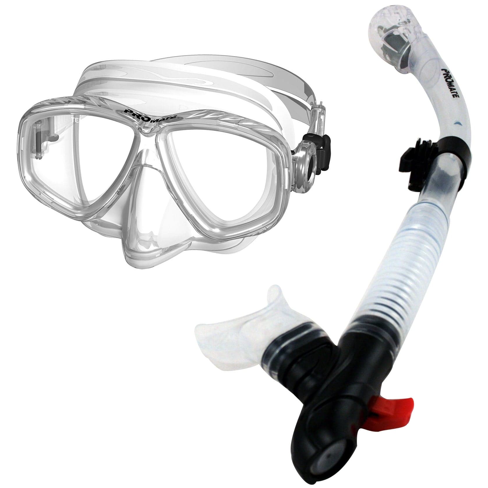 Promate Snorkeling Purge Mask & Dry Snorkel Combo Set SCS0096 - Comfortable Anti-Fog Dive Gear for Ocean Swimming, Beach Vacation & Underwater Exploration