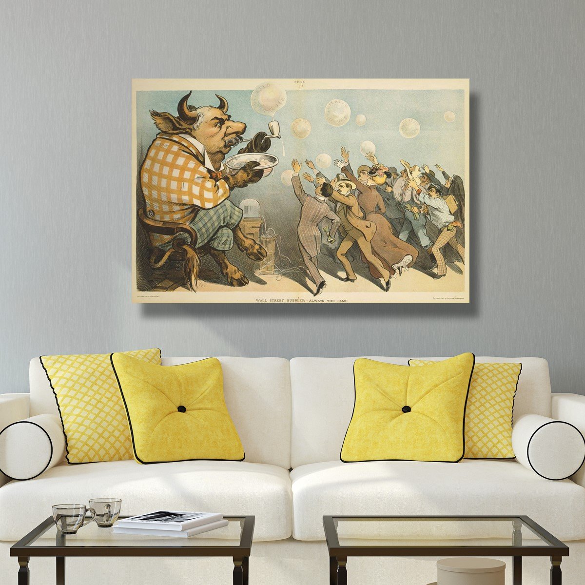 Oliver Gal Artist Co. 'Wall Street Bubbles' Classic Wall Art Canvas Prints - Perfect for Office Decor & Modern Home Wall Decor