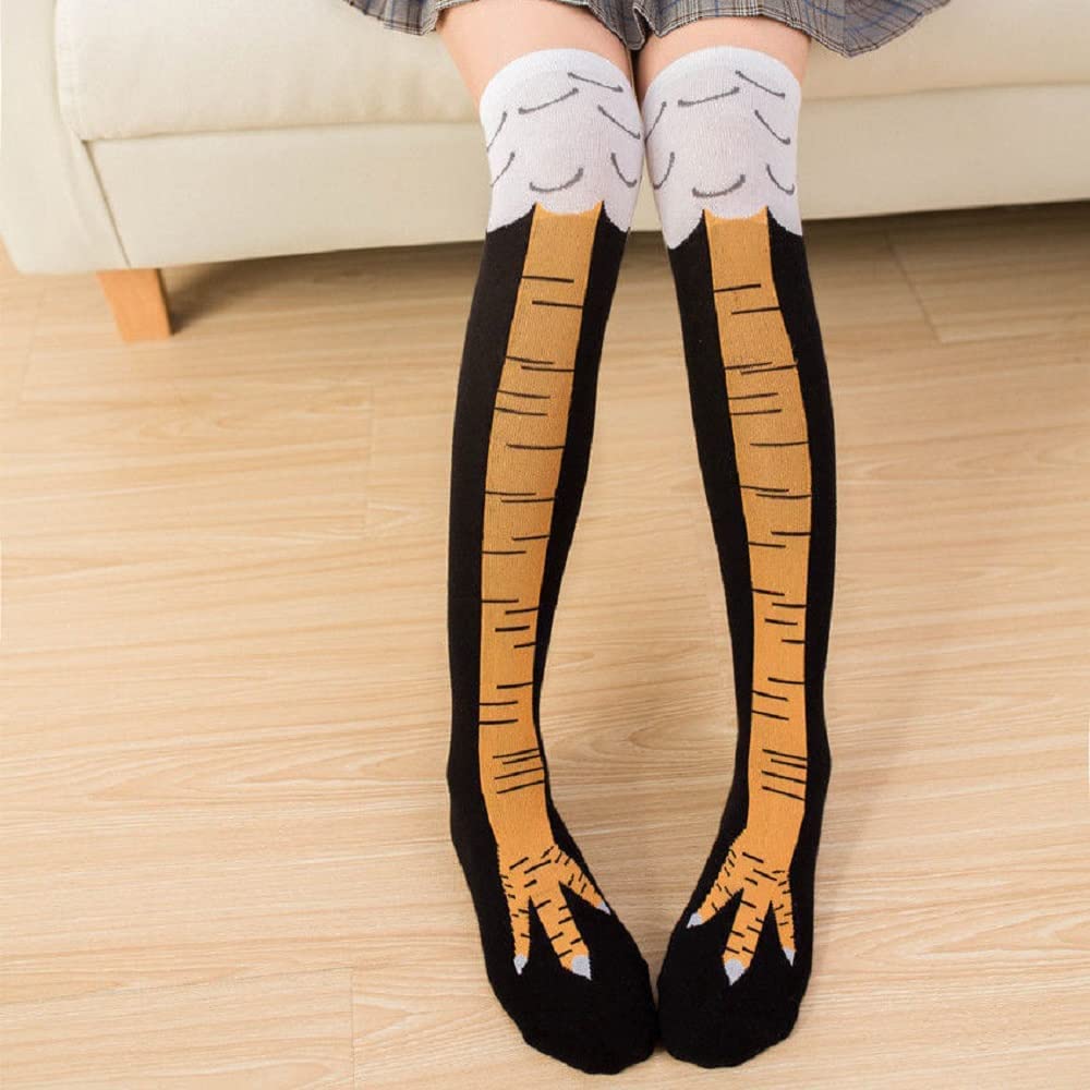 Funny Chicken Leg Socks - Novelty Animal Paw Stockings for Adults & Kids - Perfect White Elephant Gag Gift, Prank Present & Stocking Stuffer - Great for Halloween Costumes, Crazy Parties & Silly Photo Props