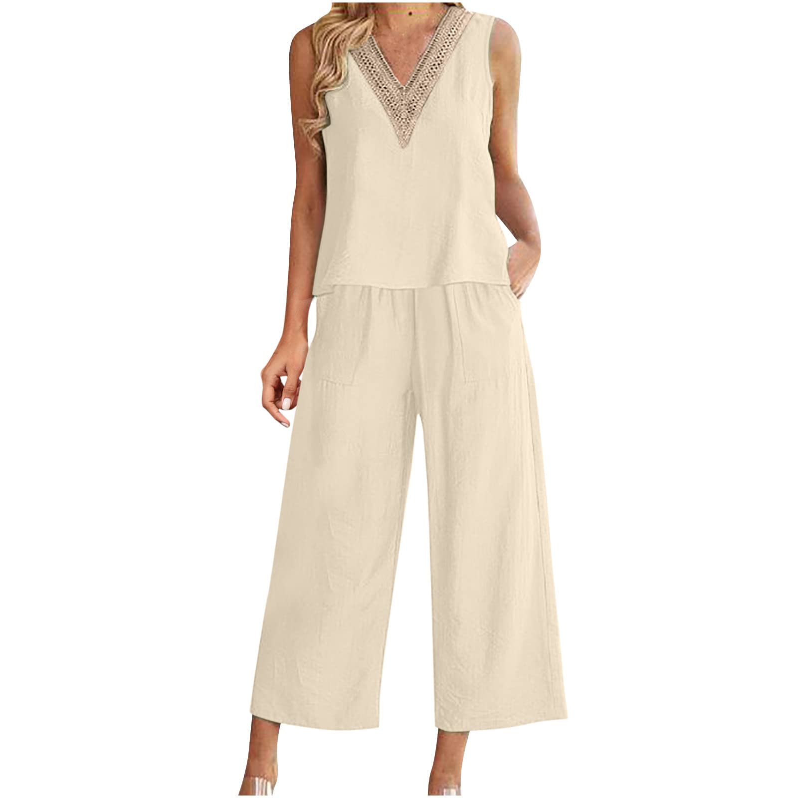 Women's 2-Piece Matching Shorts Set - Summer Lounge & Beach Outfit - Comfortable Cotton Shorts & Top Set for Casual Wear, Vacation, and Relaxation