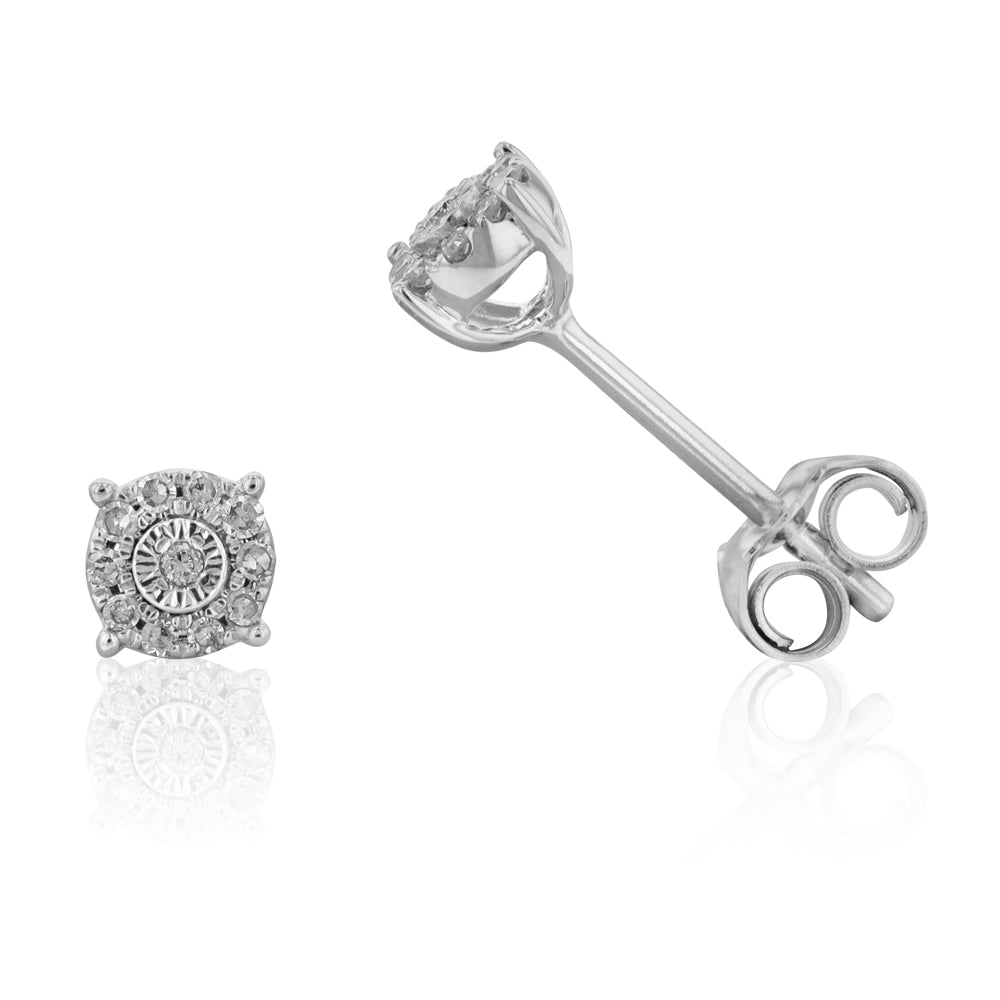 9ct White Gold Sublime Diamond Stud Earrings for Women - Elegant & Timeless Jewelry Gift for Anniversary, Wedding & Special Occasions