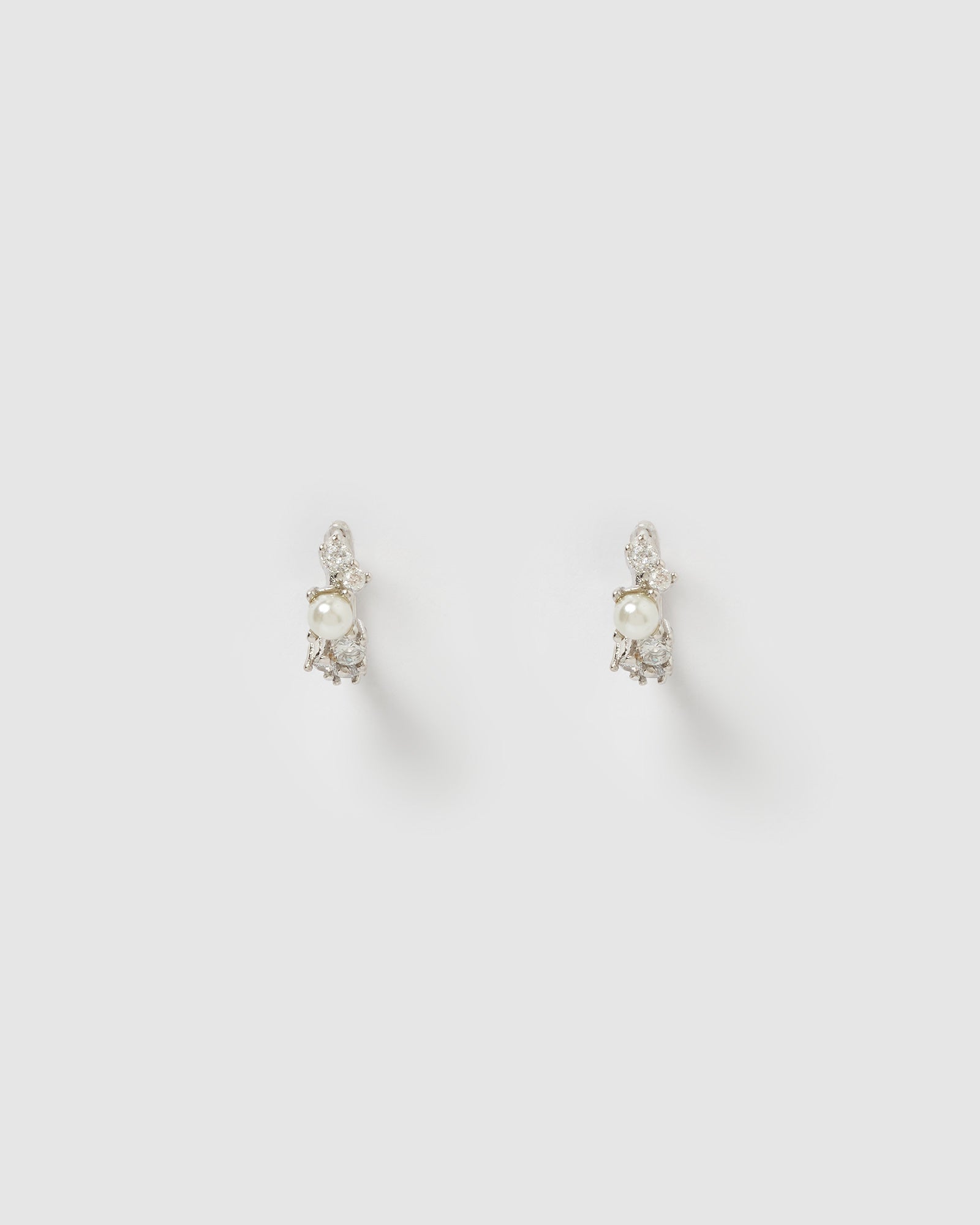 Izoa Carina Huggie Earrings - Sterling Silver with Clear Crystals for Women, Everyday Wear & Special Occasions