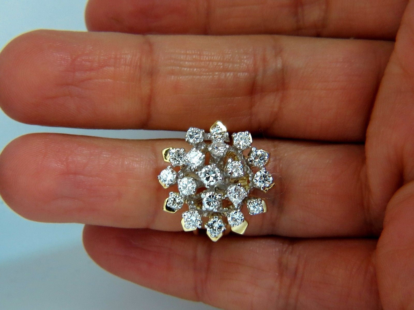1.90CT Natural Diamonds Floating Raised Cocktail Ring in 14KT Gold - Elegant 3D Design for Parties, Weddings & Special Occasions