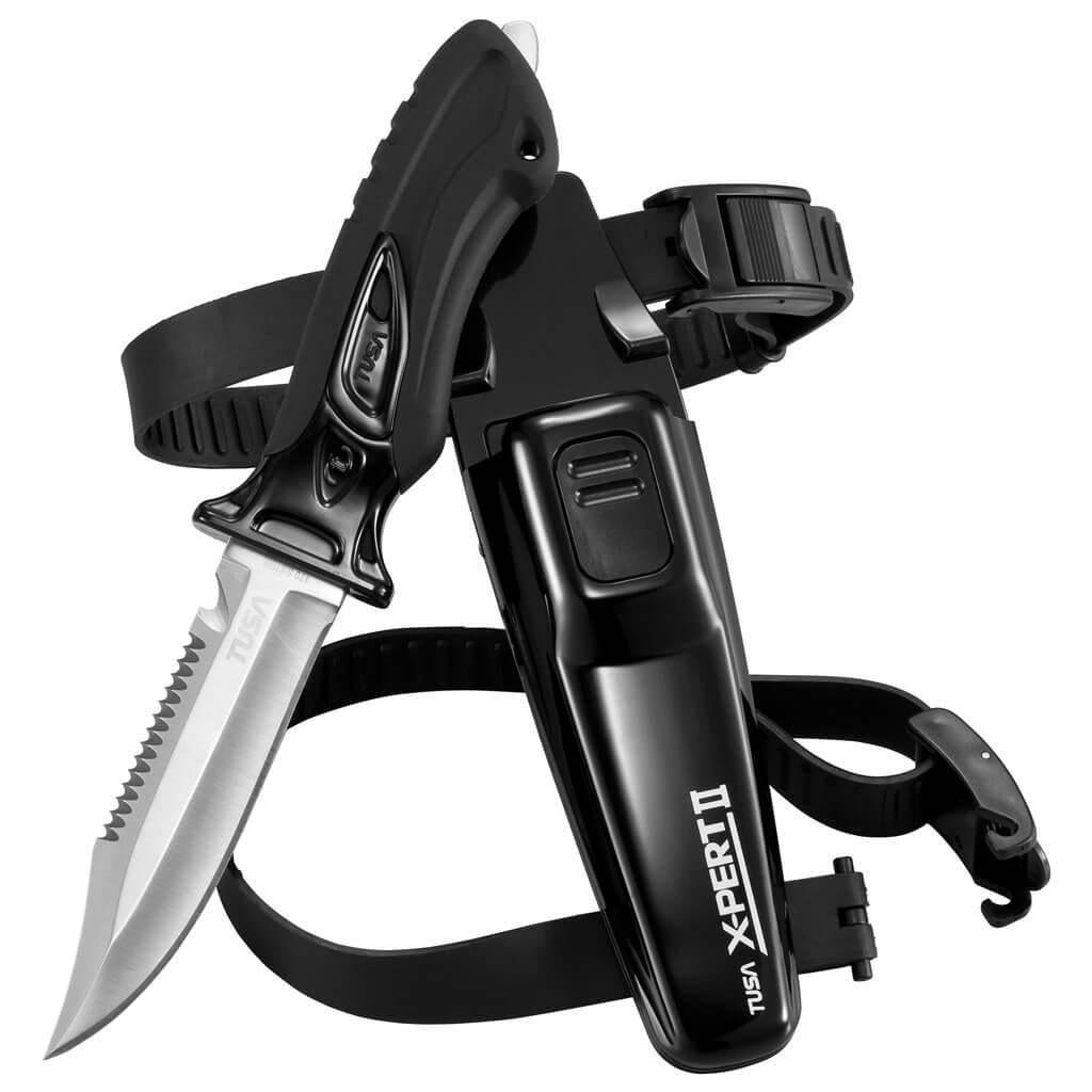 Tusa X-Pert II Dive Knife - Professional Stainless Steel Scuba Diving Knife for Underwater Safety & Cutting - Perfect for Spearfishing, Snorkeling & Marine Activities