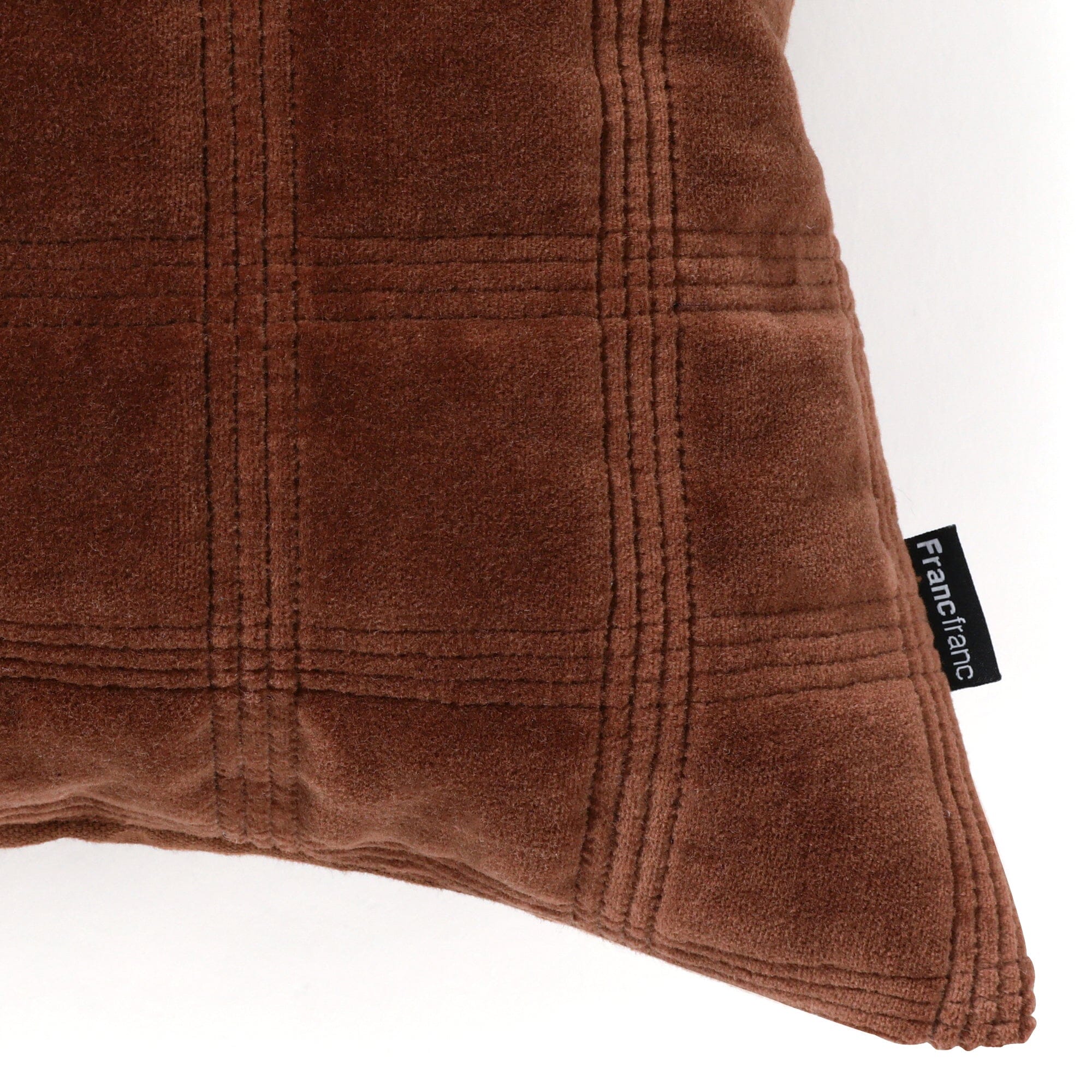 Brown Block Quilt Cushion Cover 45x45cm - Soft Decorative Pillow Case for Sofa, Bed, Chair - Cozy Home Decor & Living Room Accessories