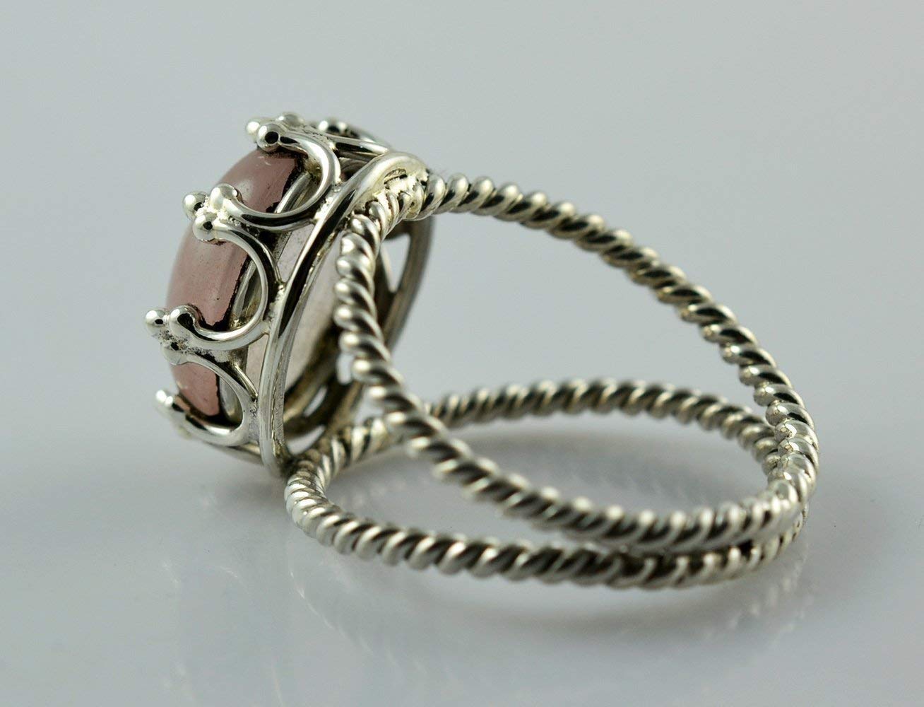 925 Sterling Silver Rose Quartz Ring for Women - Natural Pink Oval Rose Quartz Statement Promise Ring, January Birthstone Jewelry, Handmade Boho Gift for Her Birthday, Anniversary, Valentine's Day