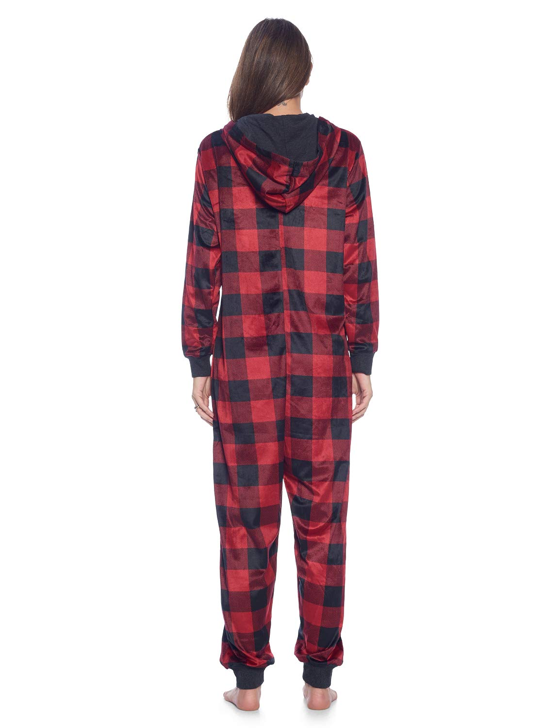 Ashford & Brooks Women's Fleece Hooded One Piece Pajama Union Jumpsuit - Soft & Cozy Winter Sleepwear for Women, Lounge Wear, Home Comfort Outfit - Perfect for Sleeping, Relaxing, and Cold Weather Lounging