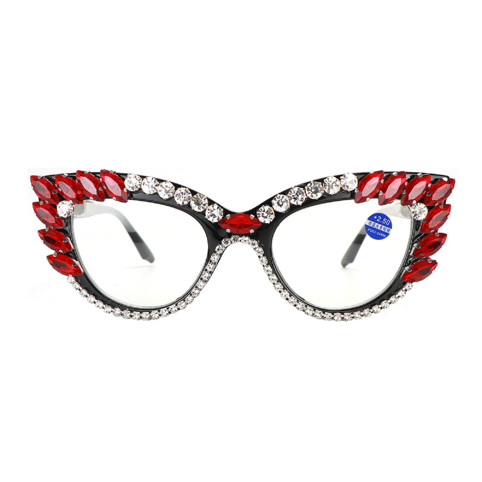 Sparkling Rhinestone Bling Reading Glasses for Women - Blue Light Blocking Cat Eye Glasses with Diamond Accents | Fashionable Eyewear for Reading, Computer Use & Evening Events