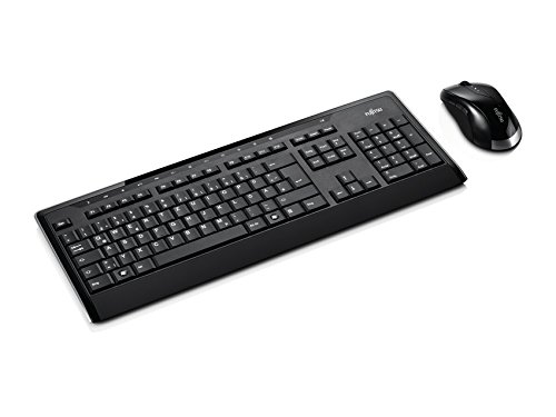 Fujitsu LX901 Wireless Keyboard and Mouse Set - Full-Size 100% Layout, RF Wireless, Black (Includes Mouse) - Perfect for Office, Home & Gaming Use