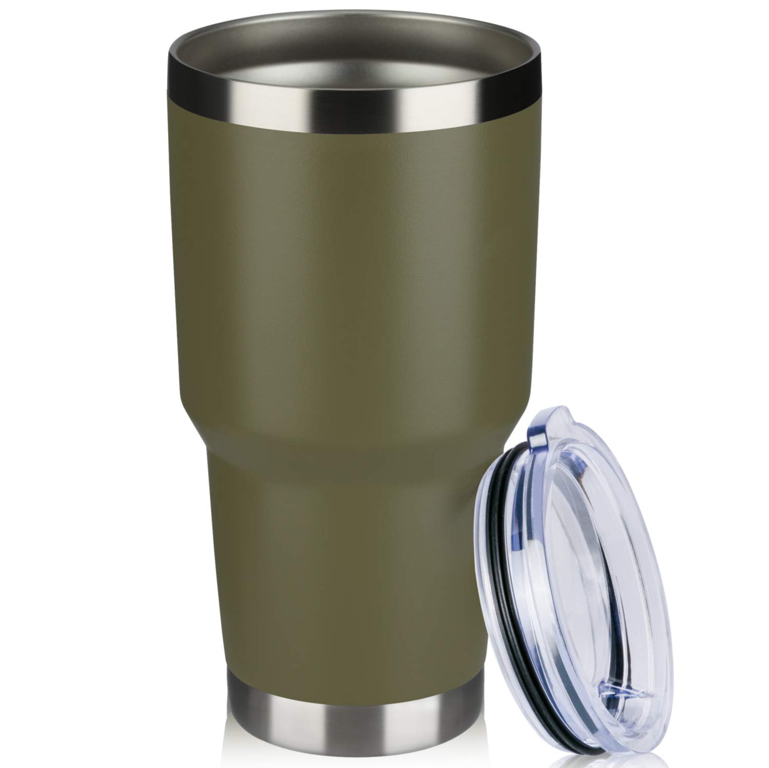 MEWAY 30oz Stainless Steel Vacuum Insulated Tumbler with Lid & Straw - Double Wall Coffee Cup for Hot & Cold Drinks - Durable Powder Coated Travel Mug for Office, Gym, Camping & Outdoor (8 Pack, Army Green)