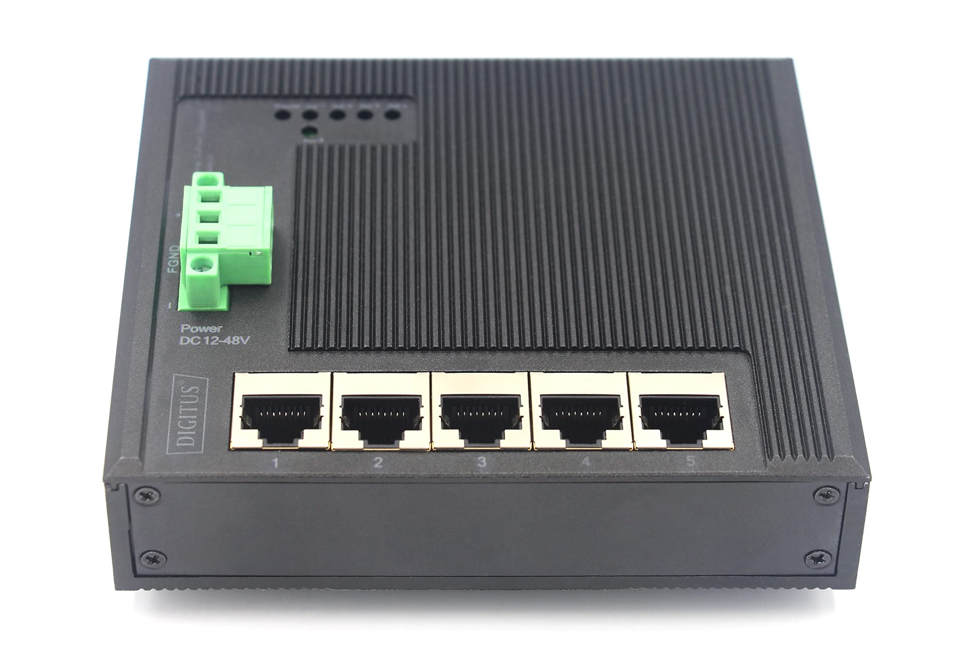 5-Port Industrial Gigabit Ethernet Switch - Rugged Flat Design for Harsh Environments | Ideal for Factory Automation, Surveillance Systems & Network Expansion