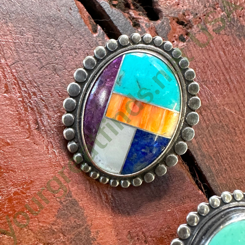 Vintage Sterling Silver Pierced Post Earrings with Channel Inlay - Elegant Dangle Jewelry for Women, Perfect for Parties, Weddings & Special Occasions
