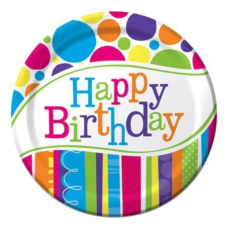 96-Pack Blue and White Happy Birthday Disposable Party Plates 7 Inch - Bulk Luncheon Plates for Birthday Celebrations, Baby Showers & Special Events